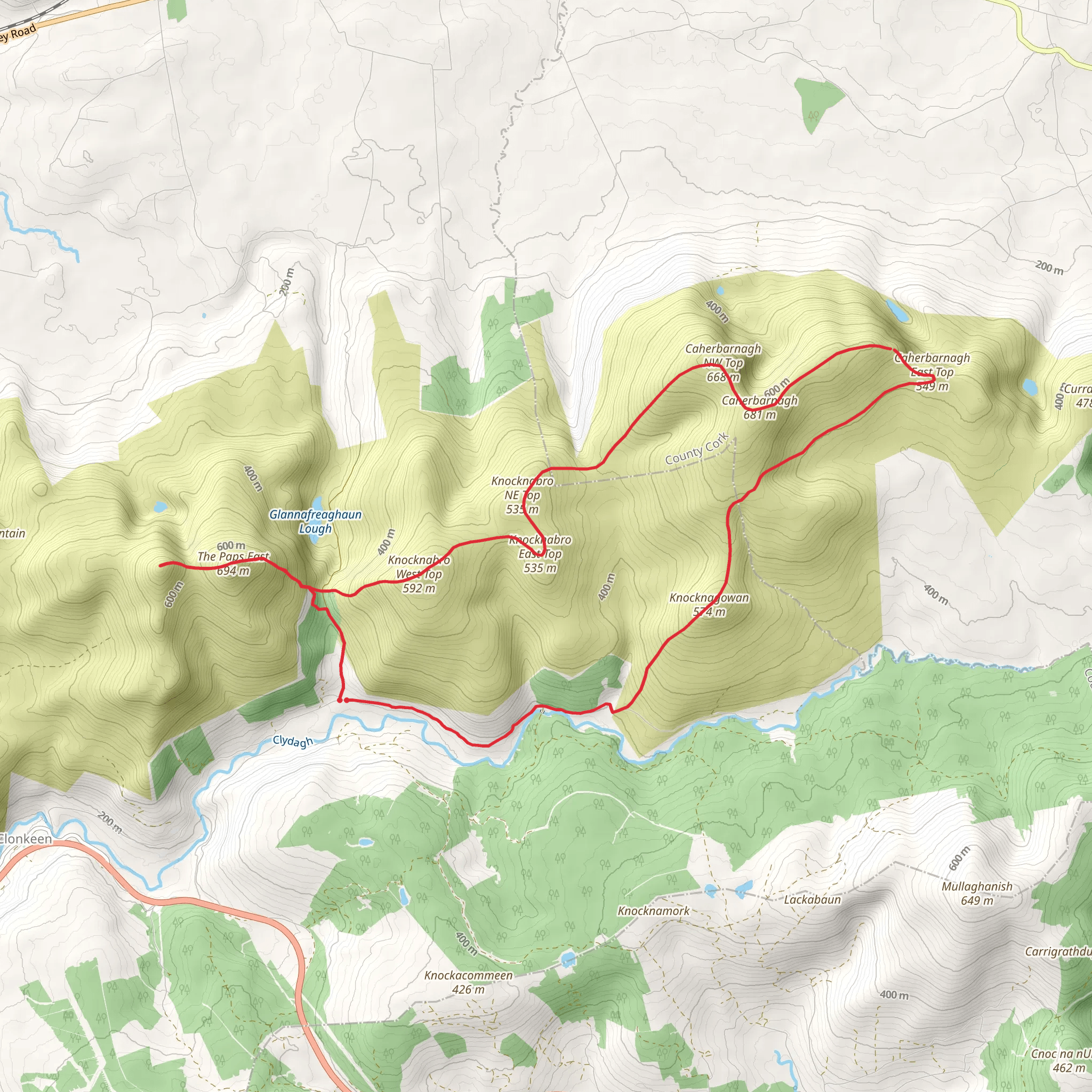 The Paps - Caherbarnagh Loop mobile static map