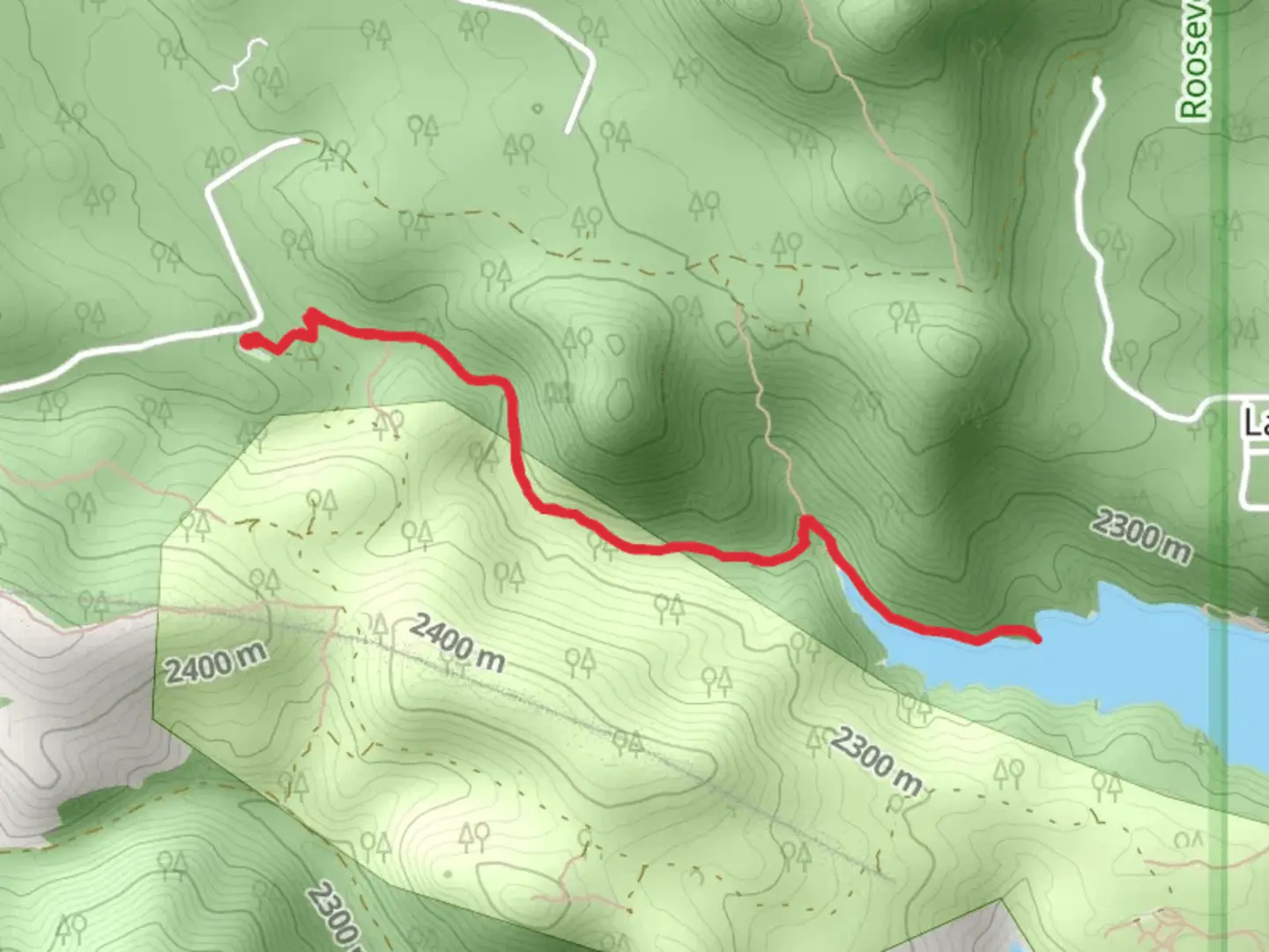 An image depicting the trail Gross Reservoir via Forsythe Canyon Trail and its surrounding area.