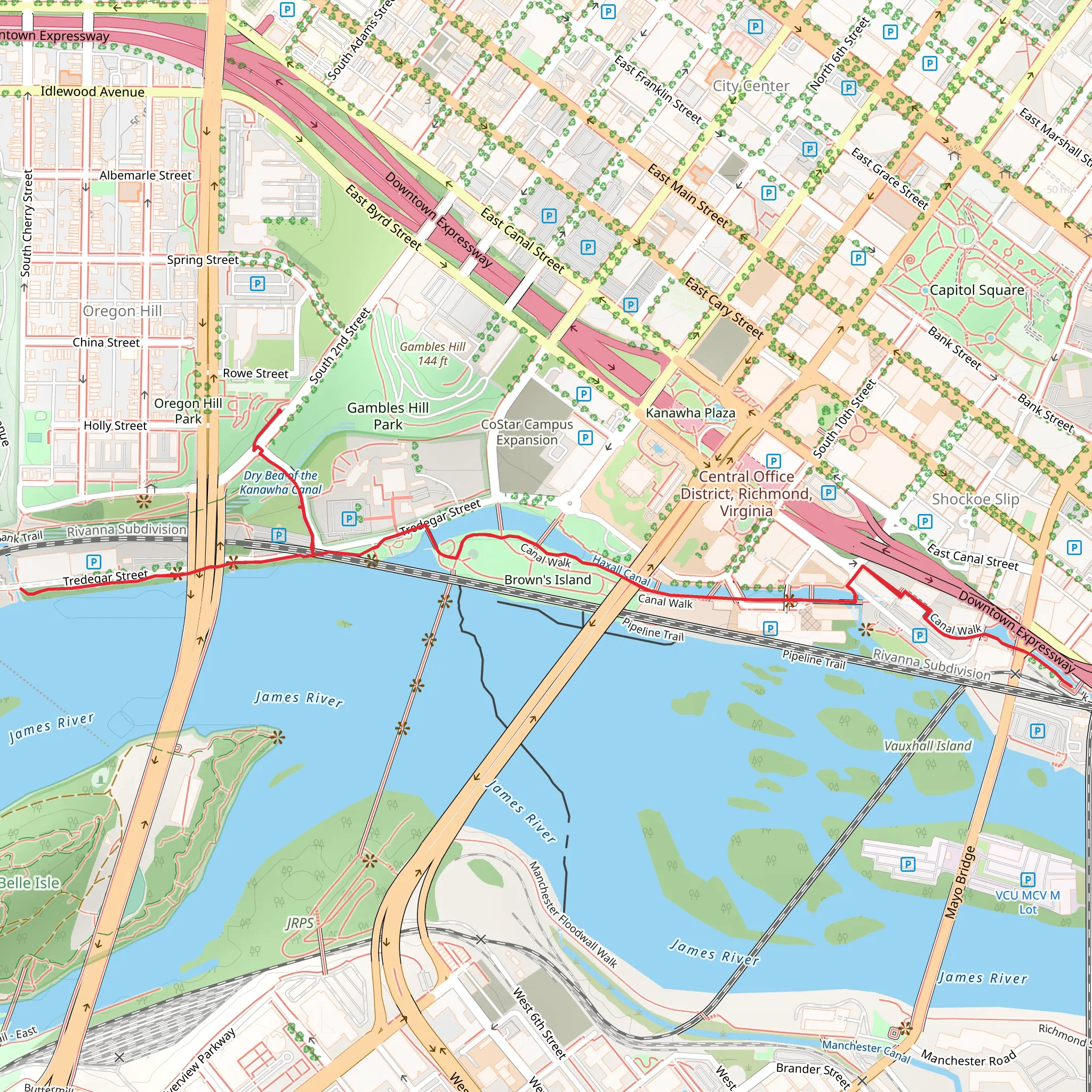 Haxall Canal Walk mobile static map