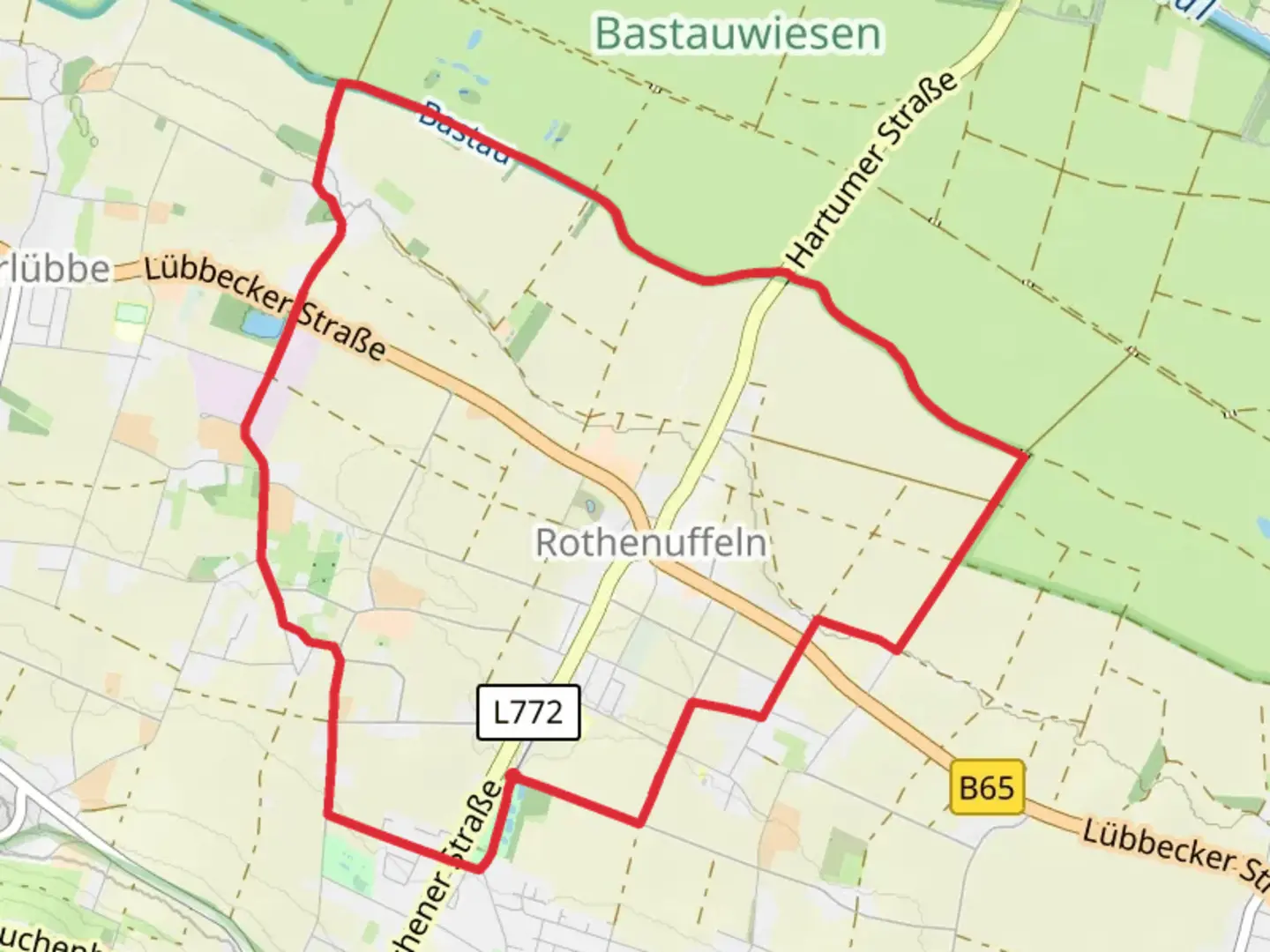 An image depicting the trail Hille Rothenuffeln Loop and its surrounding area.