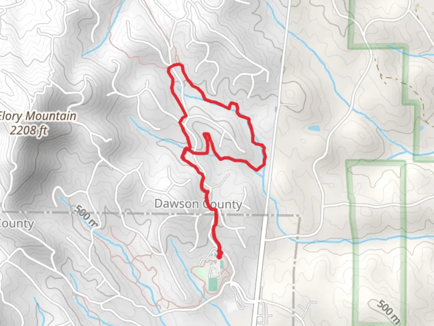 An image depicting the trail Wildcat Connector and Wildcat Parkway Loop and its surrounding area.