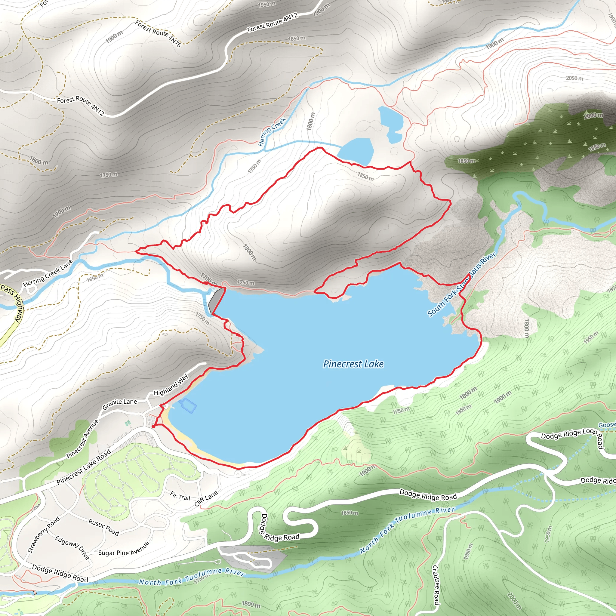 Pinecrest Lake and Pinecrest Peak Loop Trail mobile static map