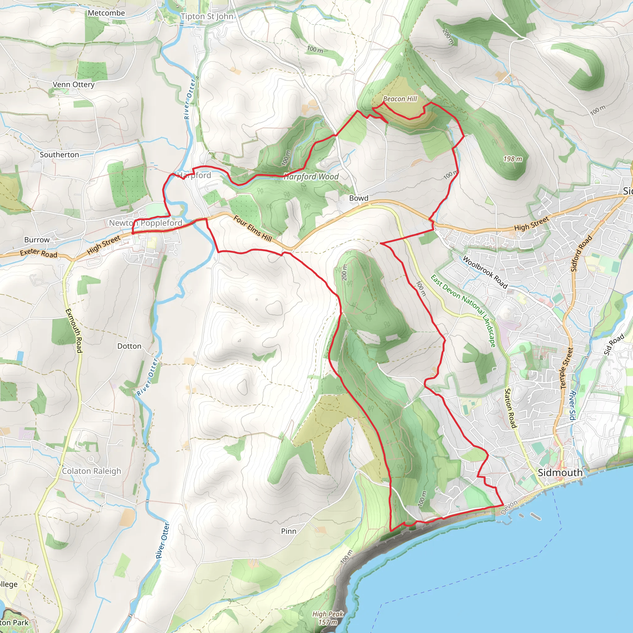 Newton Poppleford, Sidmouth and Harpford Loop mobile static map