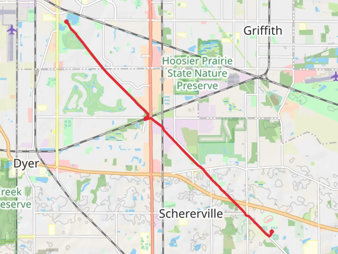 An image depicting the trail Pennsy Greenway Schererville and its surrounding area.