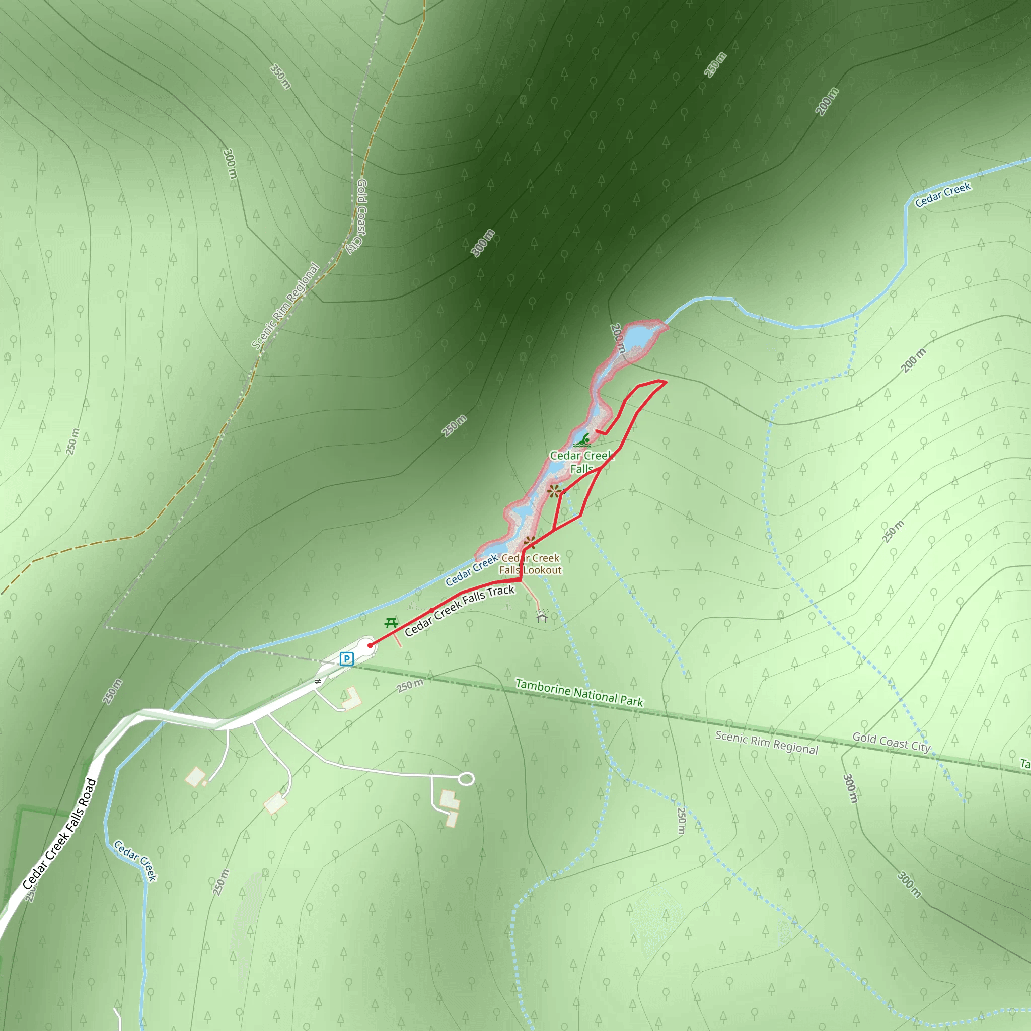 Cedar Creek Falls Track mobile static map