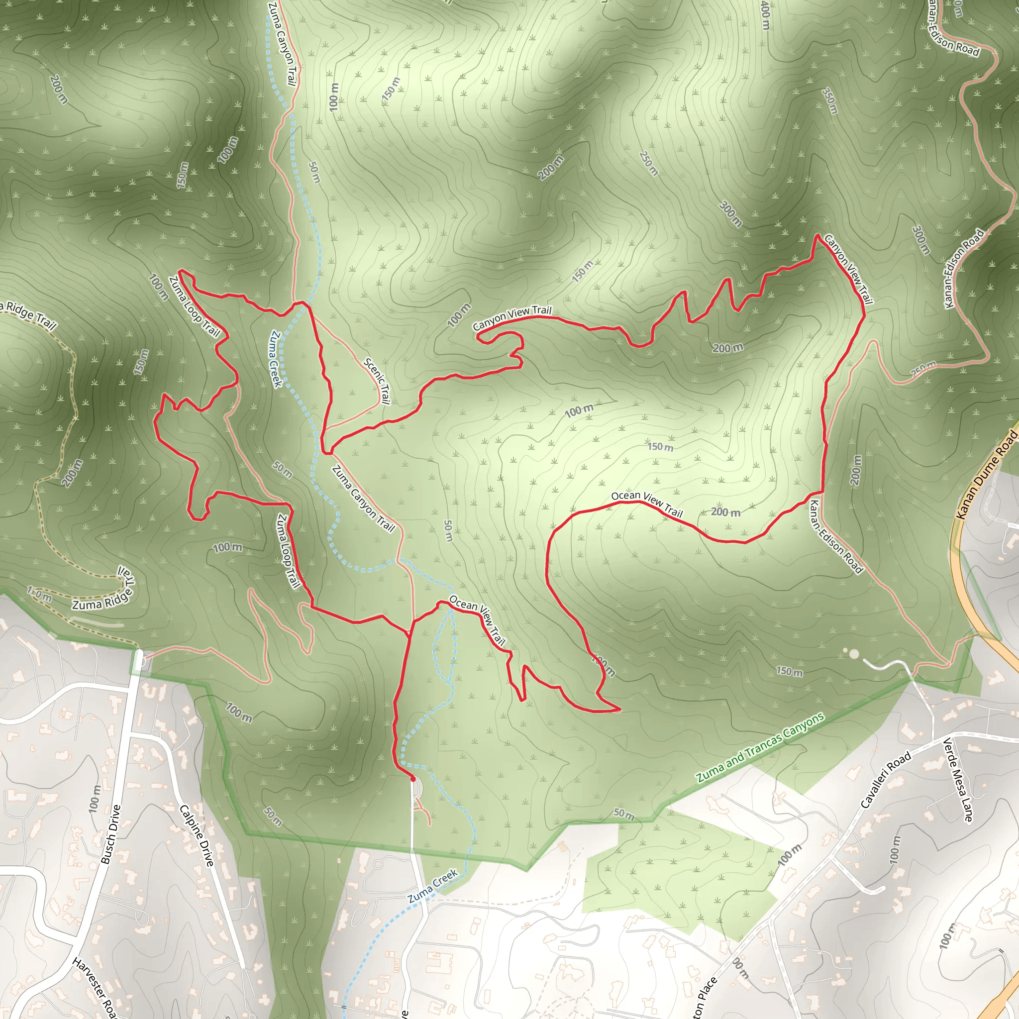 Zuma Creek and Canyon View Loop Trail mobile static map
