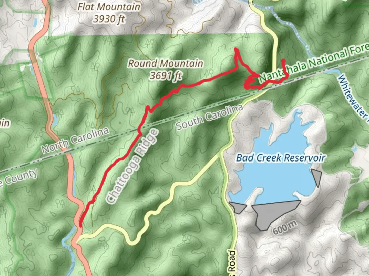 An image depicting the trail Round Mountain Gap and Foothills Trail and its surrounding area.