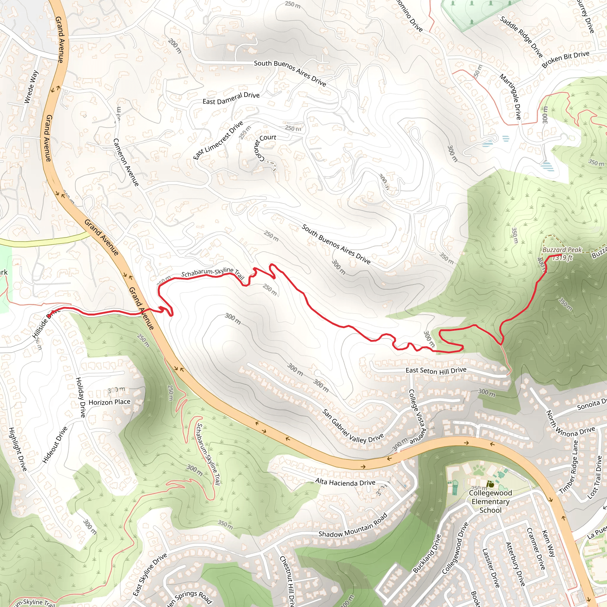 Buzzard Peak via Schabarum-Skyline Trail mobile static map