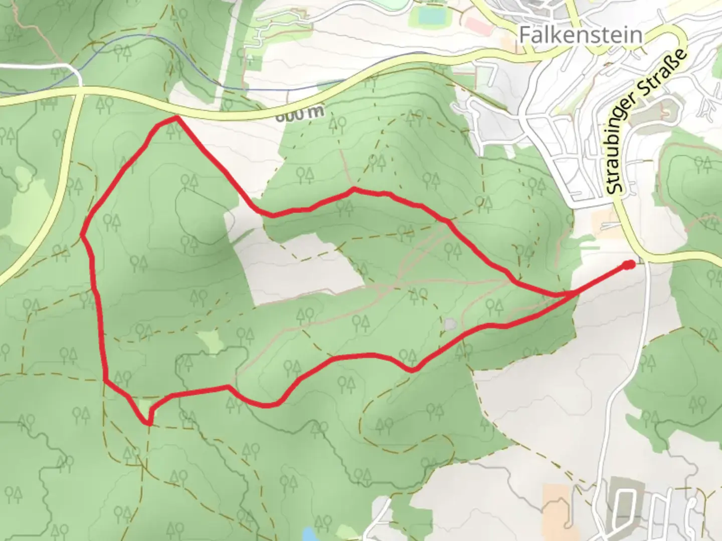 An image depicting the trail Oberpfalzweg and Junfernhoehe Loop and its surrounding area.