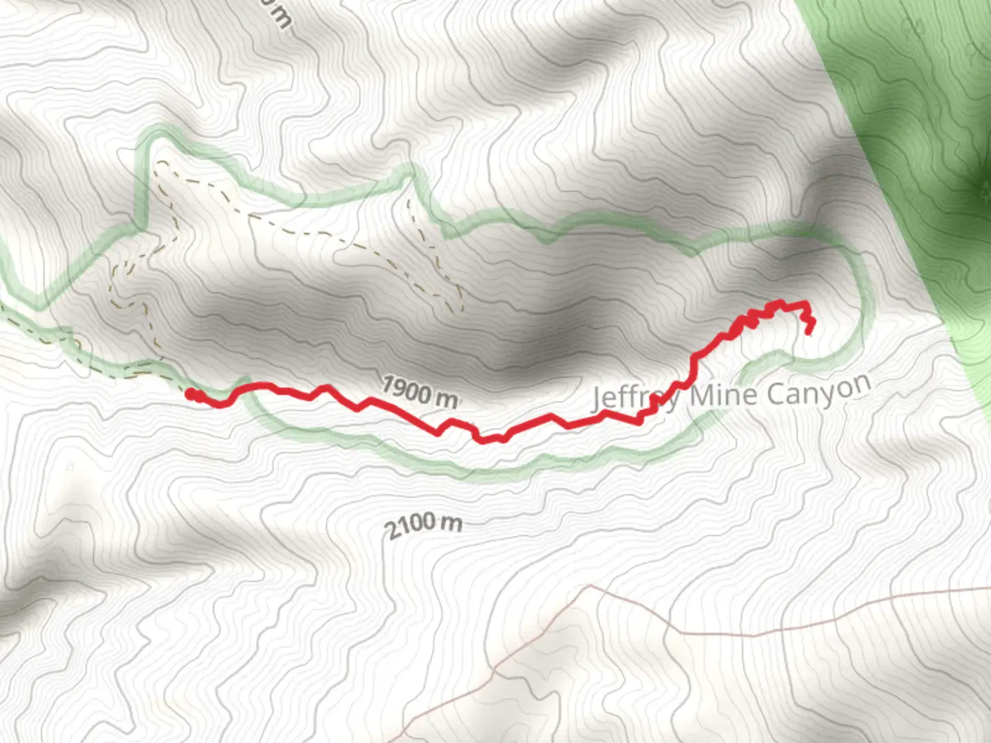 An image depicting the trail Jeffery Mine and its surrounding area.