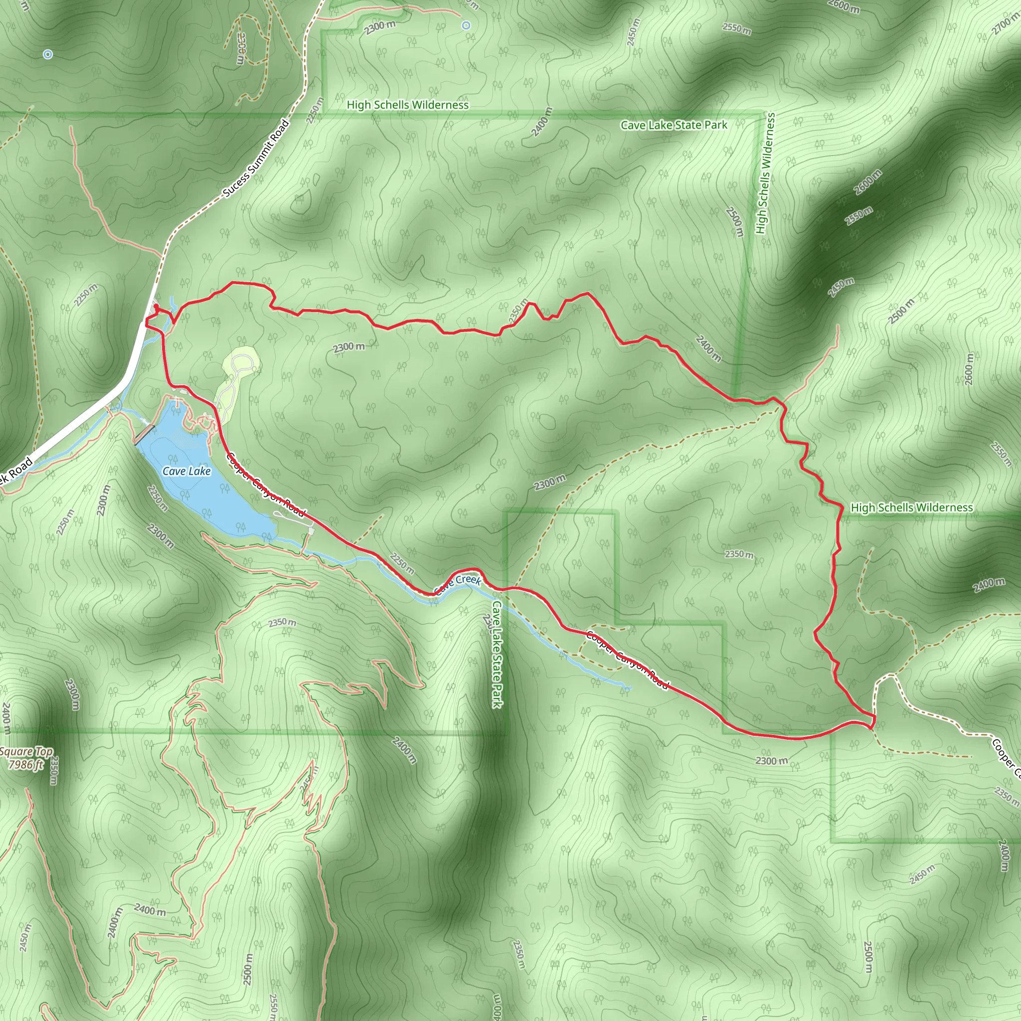 Cave Lake and ADT Loop mobile static map