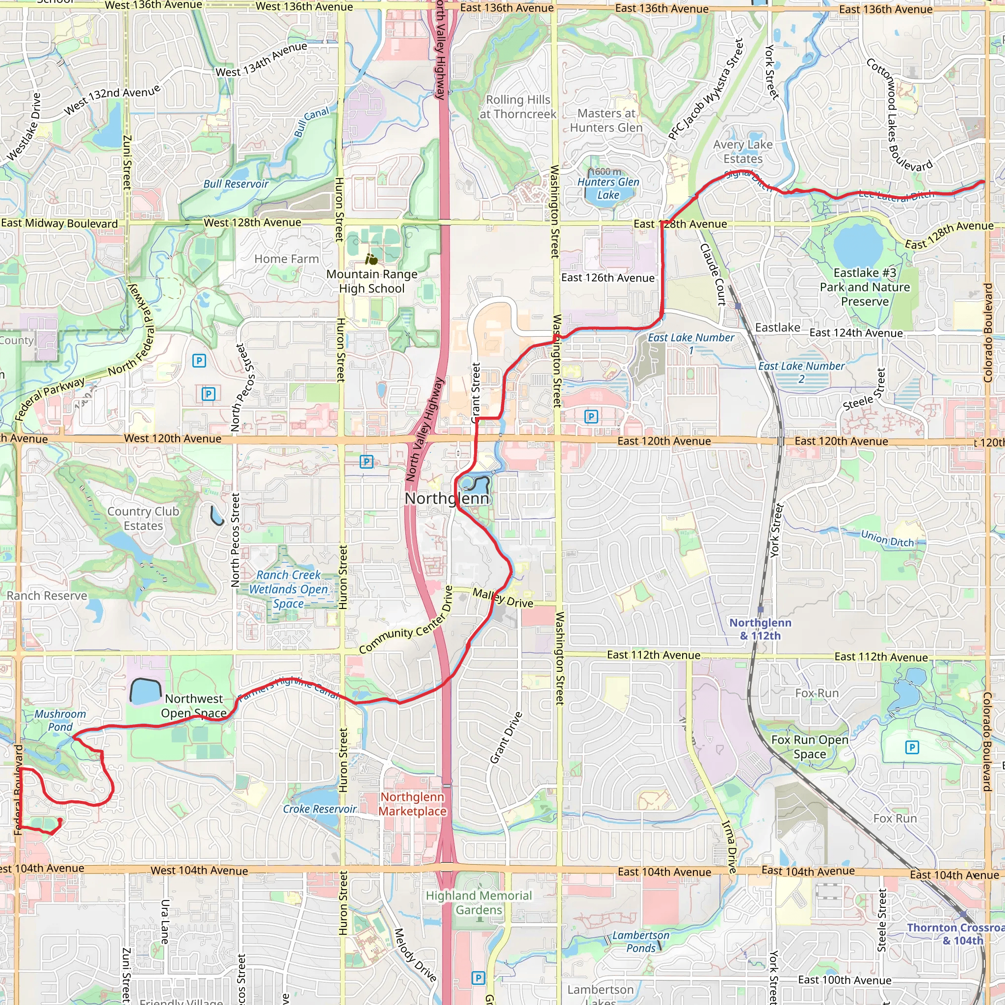 Farmers Highline Canal Trail and Lee Lateral Ditch Trail mobile static map