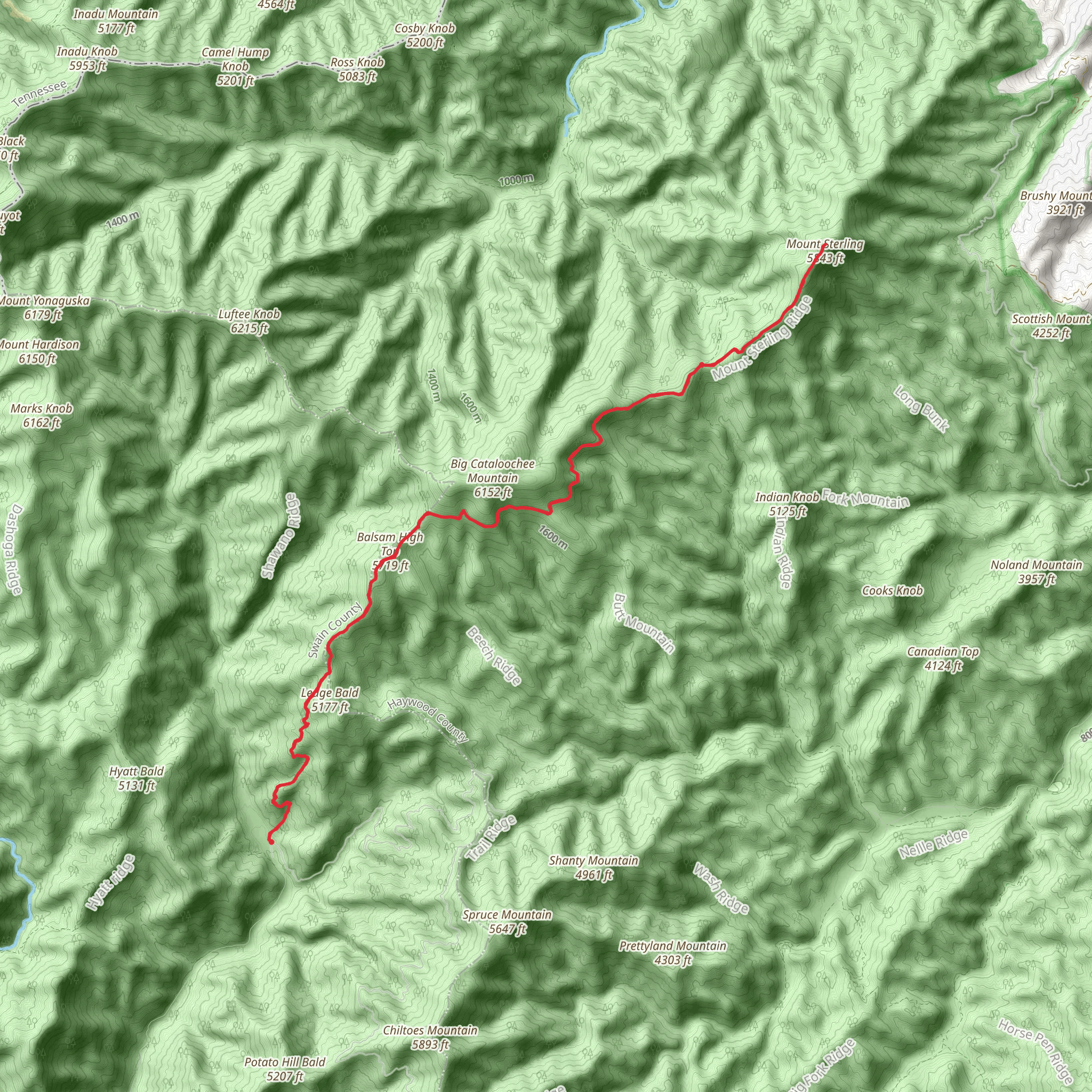 Mount Sterling Ridge via Beech Gap Trail mobile static map