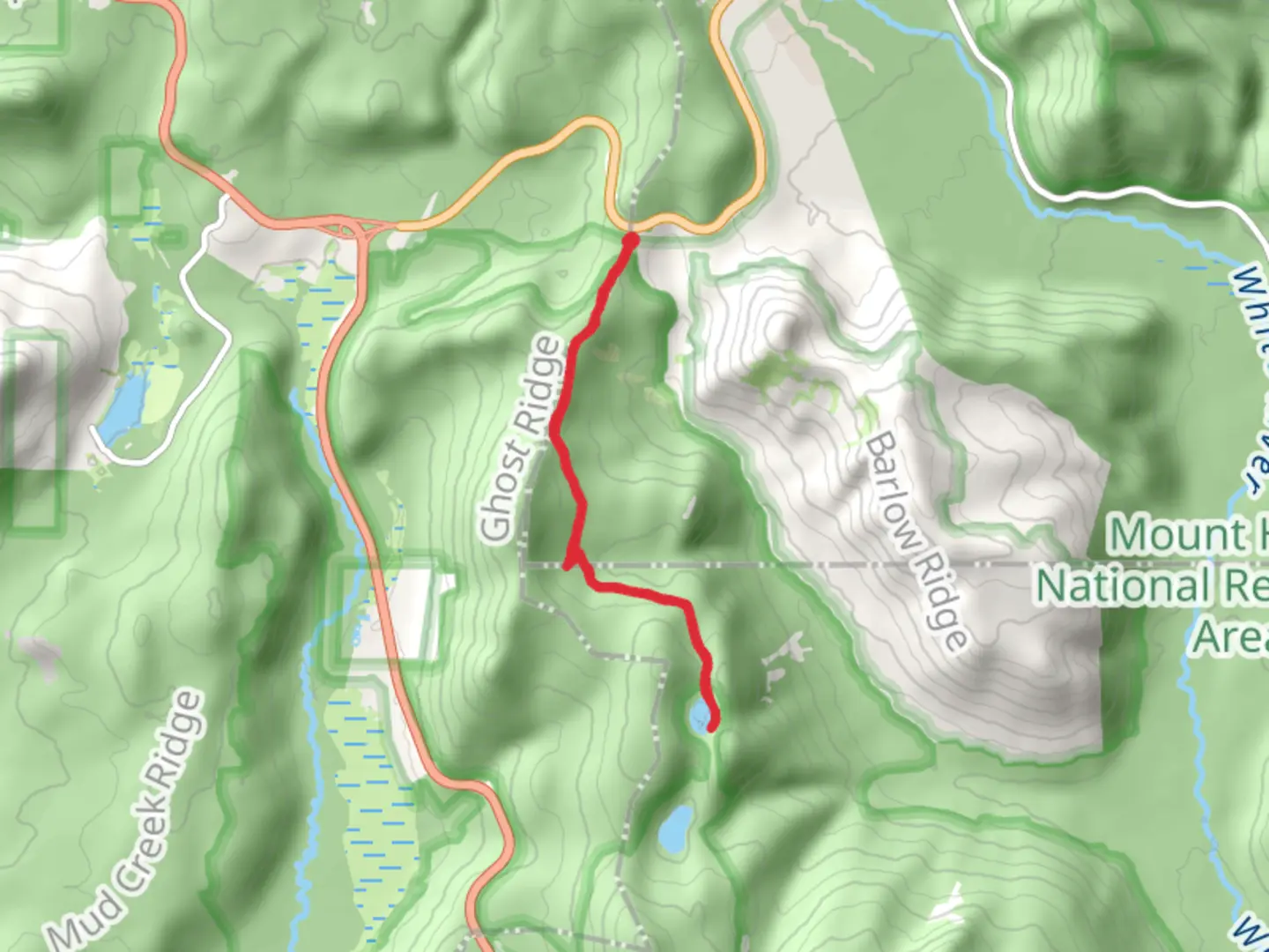 An image depicting the trail Upper Twin Lake via PCT and its surrounding area.