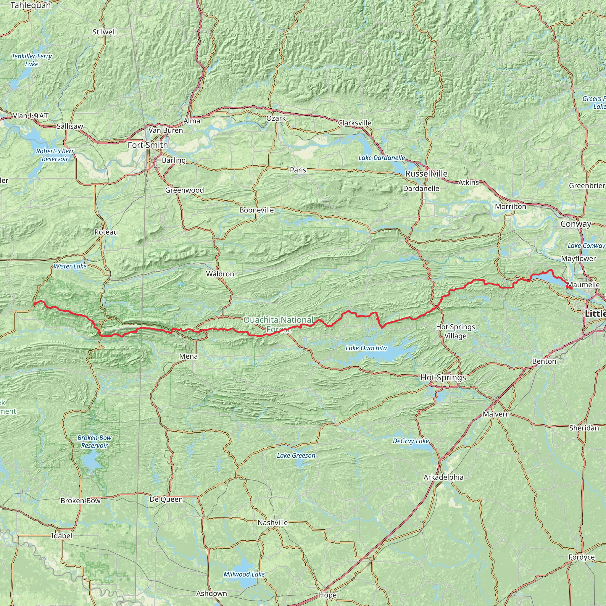 Ouachita National Recreation Trail mobile static map