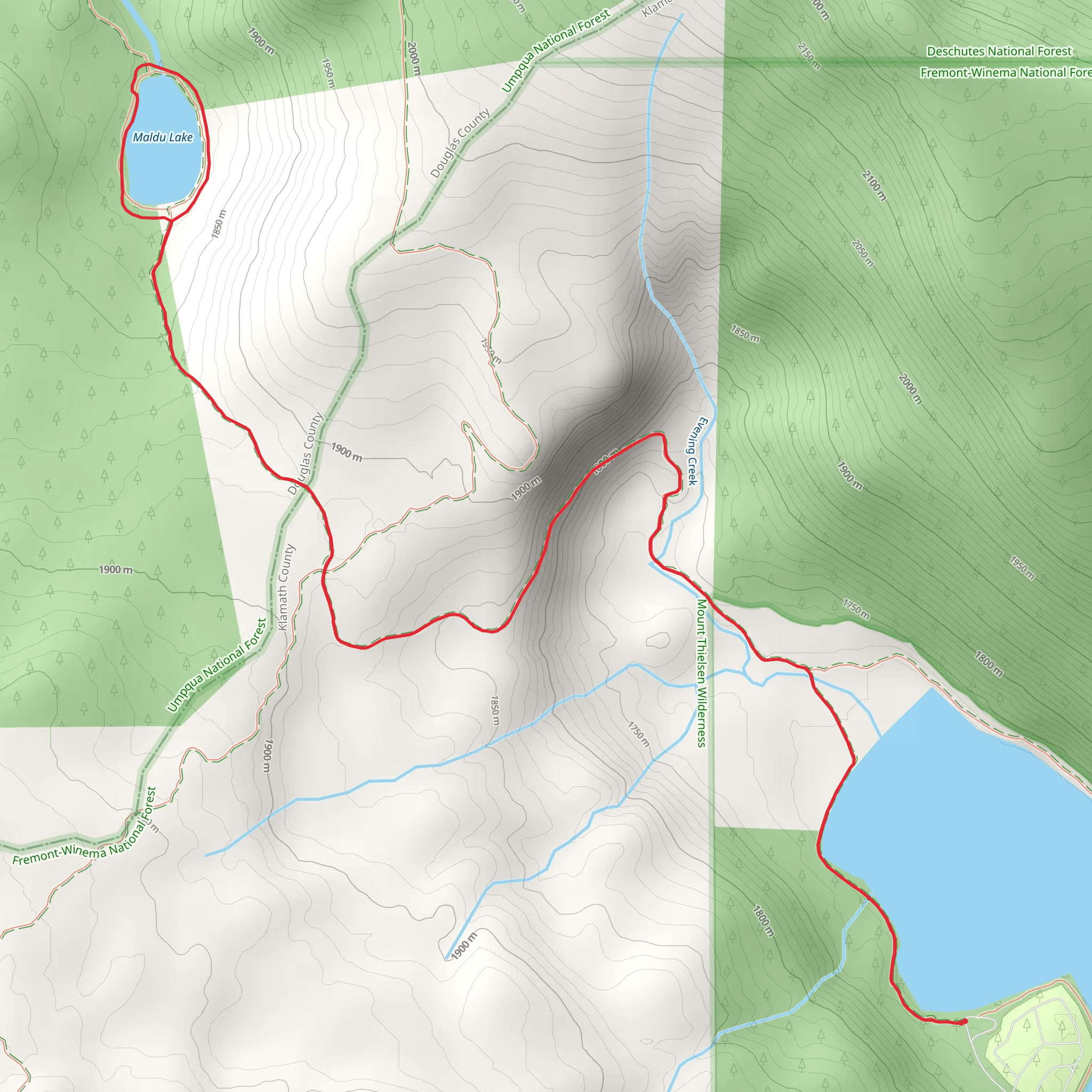 Maidu Lake Loop via Miller Lake to Maidu Lake Trail mobile static map