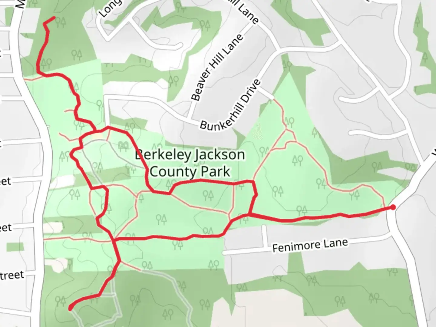 An image depicting the trail Manor Park Farm Loop via Warner Road and its surrounding area.