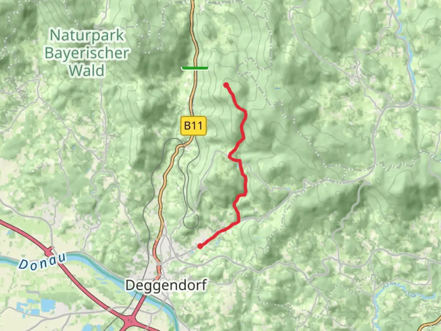 An image depicting the trail Neumuehle to Loderhart via Deggendorf Zielwanderweg and its surrounding area.