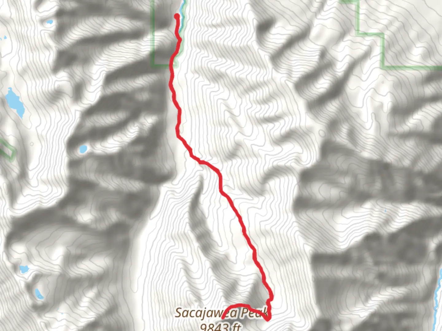 An image depicting the trail Sacajawea Peak via Hurricane Creek Trail and its surrounding area.