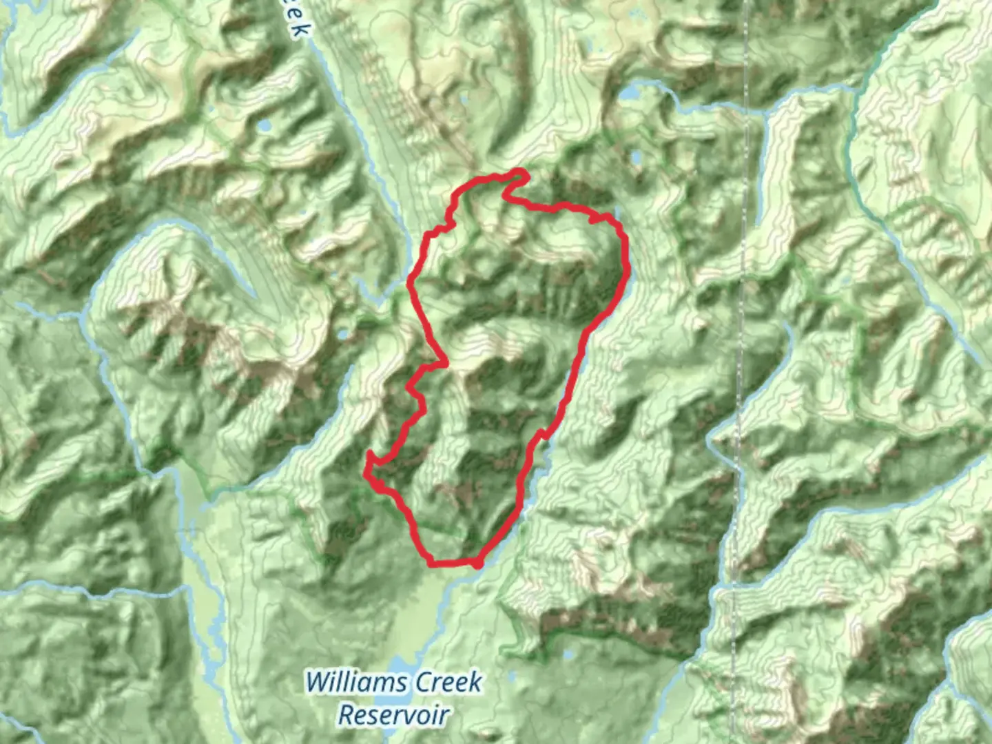 An image depicting the trail Williams Creek and Cimarrona Loop Trail and its surrounding area.