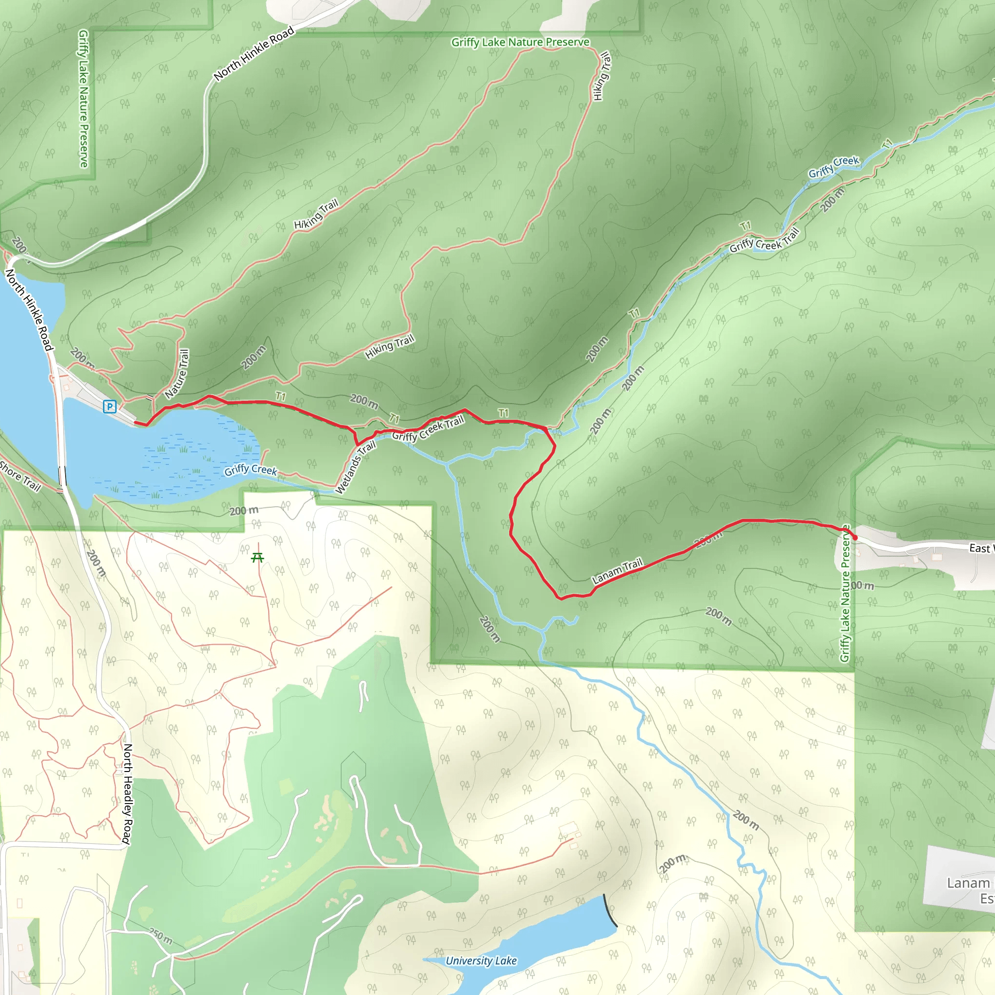 Griffy Reservoir via Lanam Trail mobile static map