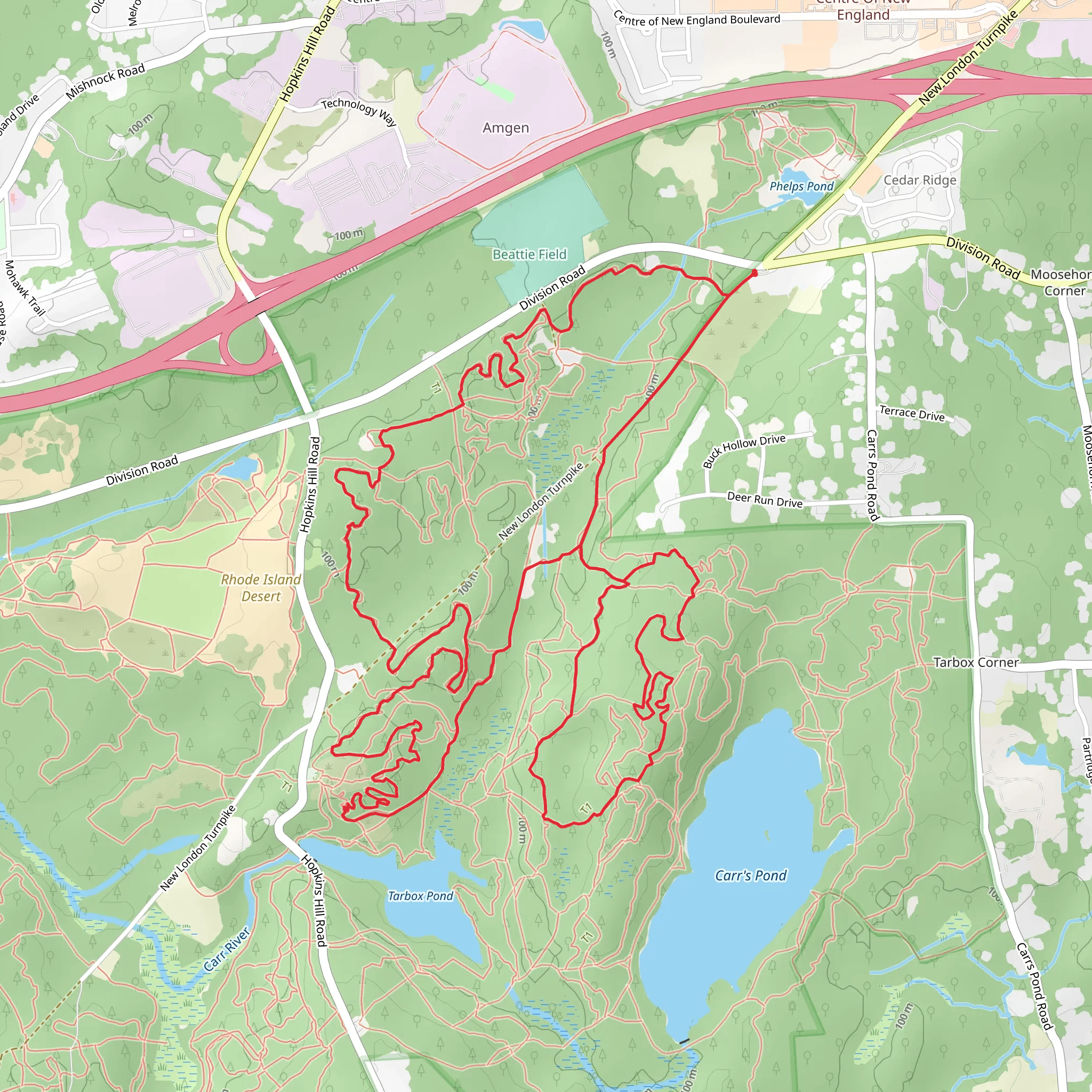 Lego, Dead Shed and New London Turnpike Loop mobile static map