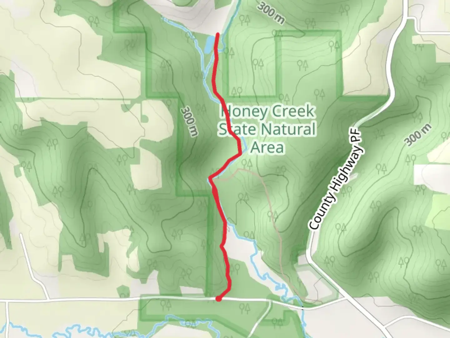 An image depicting the trail Honey Creek Trail and its surrounding area.