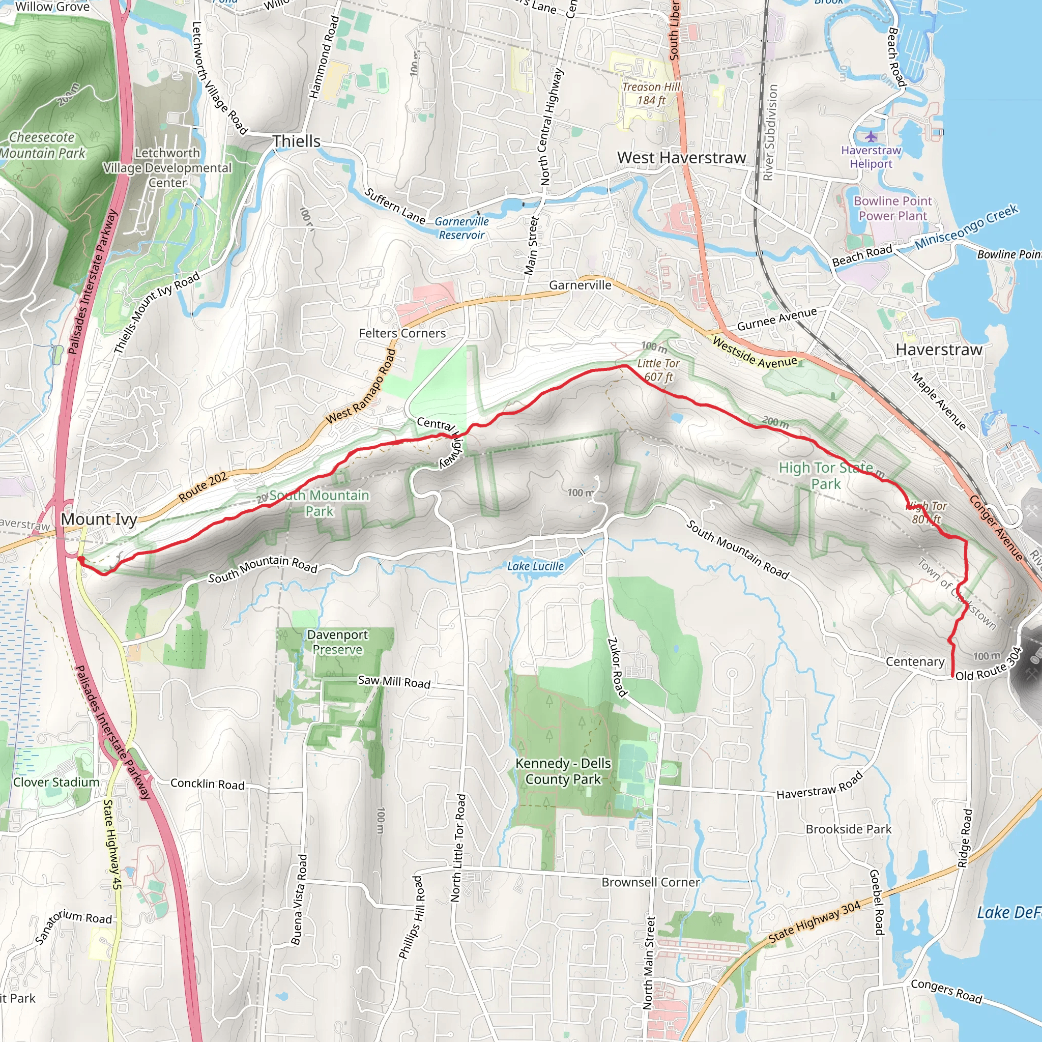 Mount Ivy to Centenary via Long Path Trail mobile static map