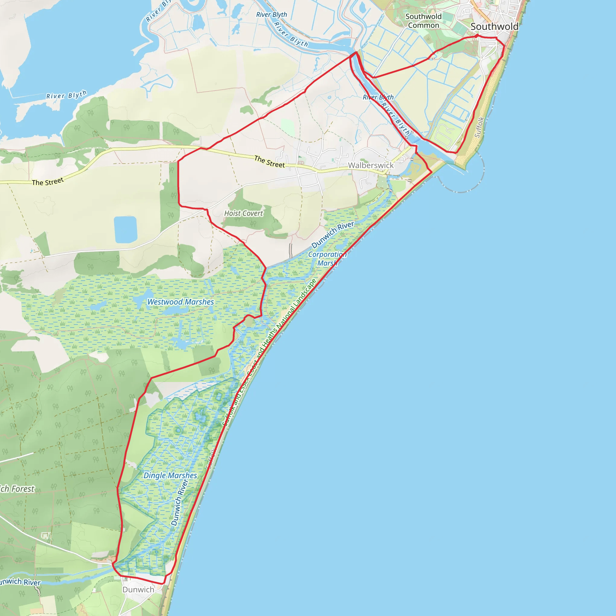 Sandymount Covert and Suffolk Coast Path mobile static map