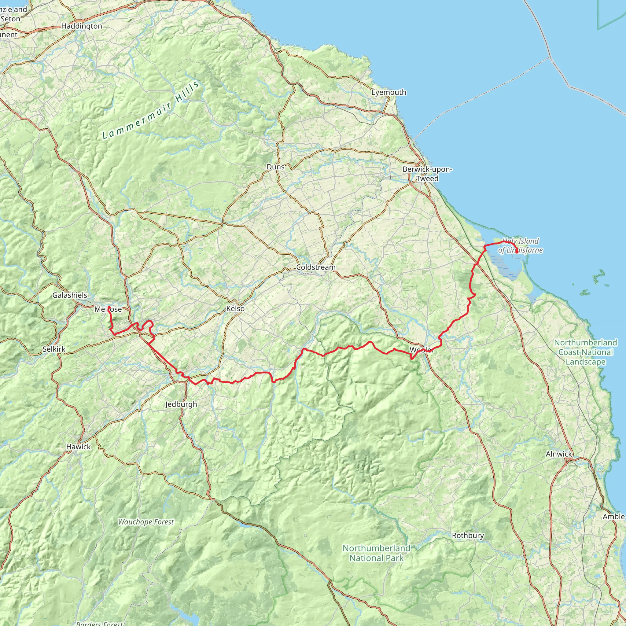 St Cuthbert's Way mobile static map