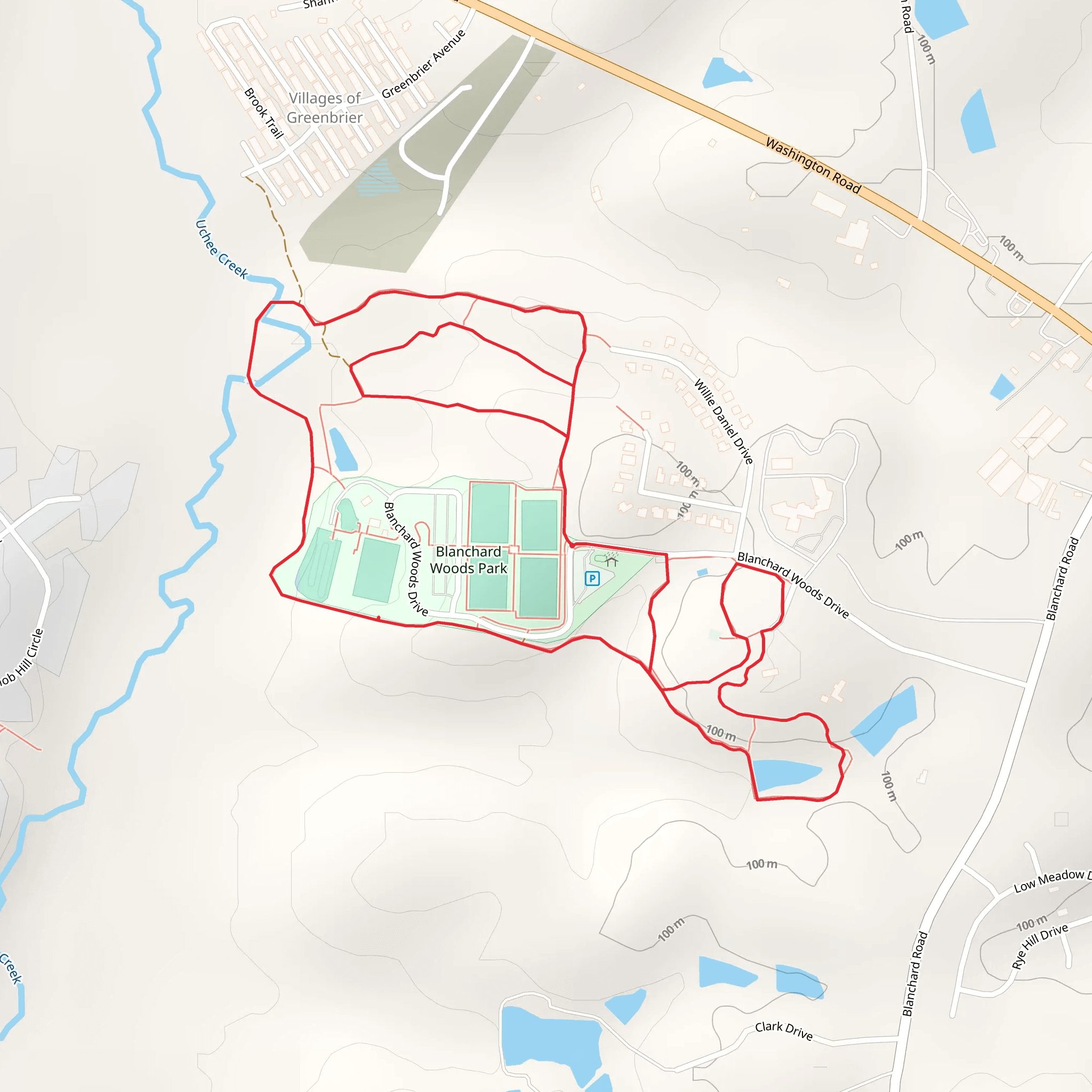 Blanchard Woods Park Loop mobile static map