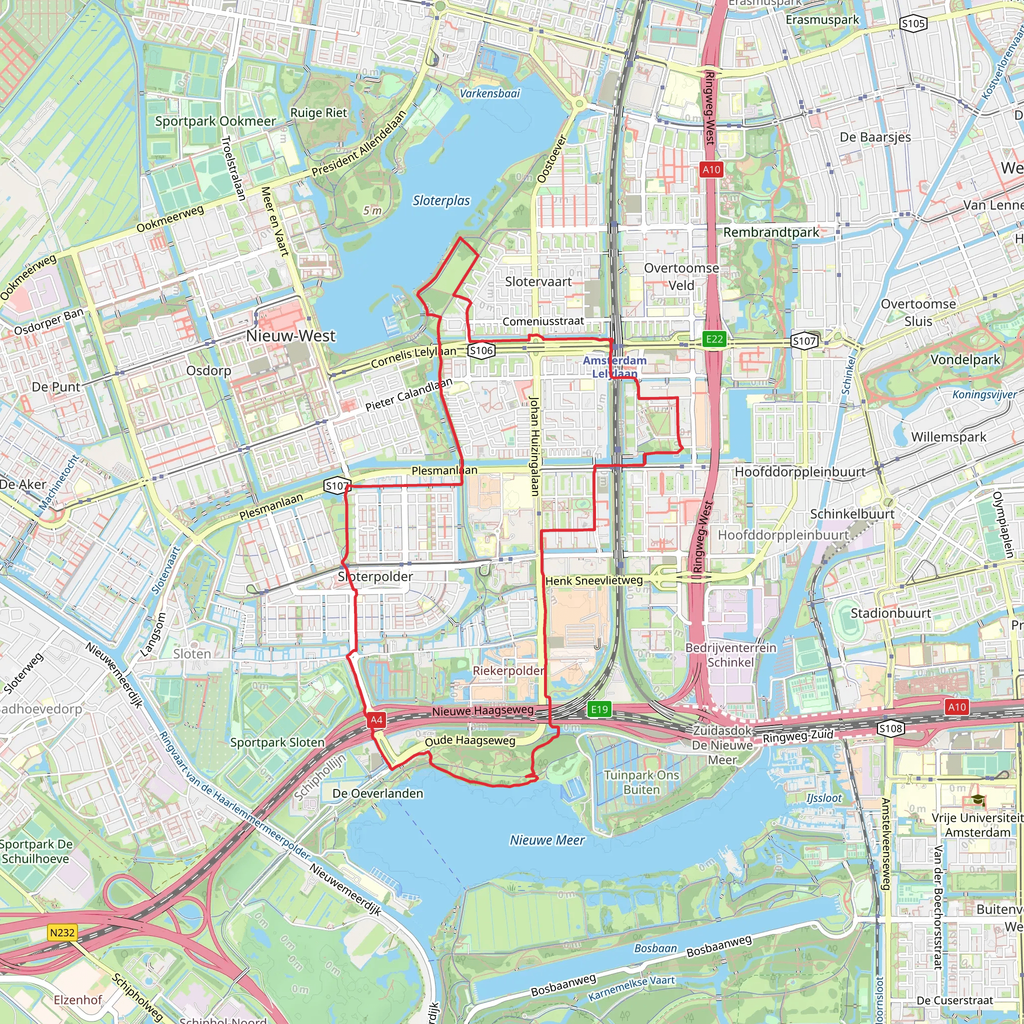 Sloterplas, Nieuwe Meer and De Oeverlanden Loop mobile static map