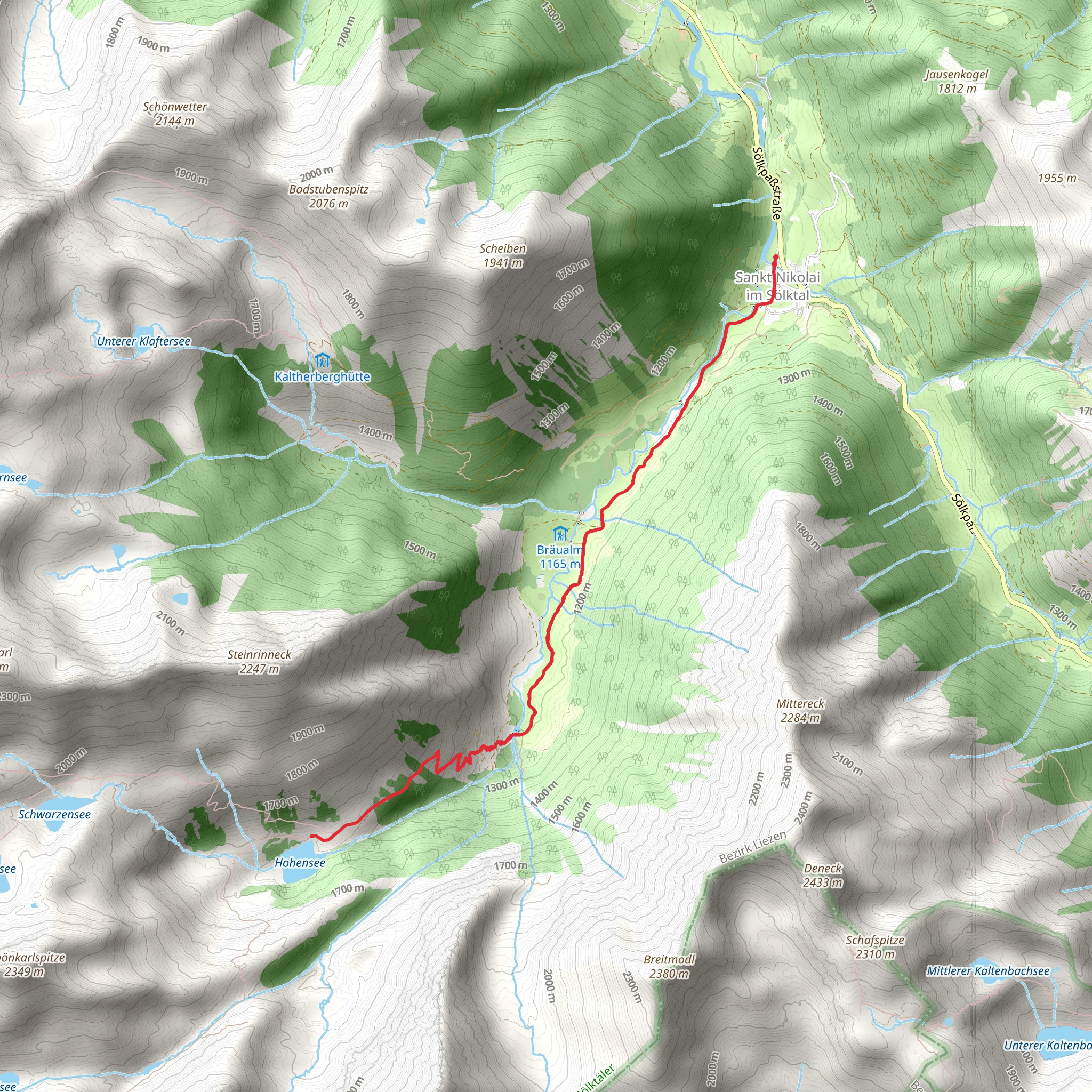 Bräualm to the Hohensee lake mobile static map