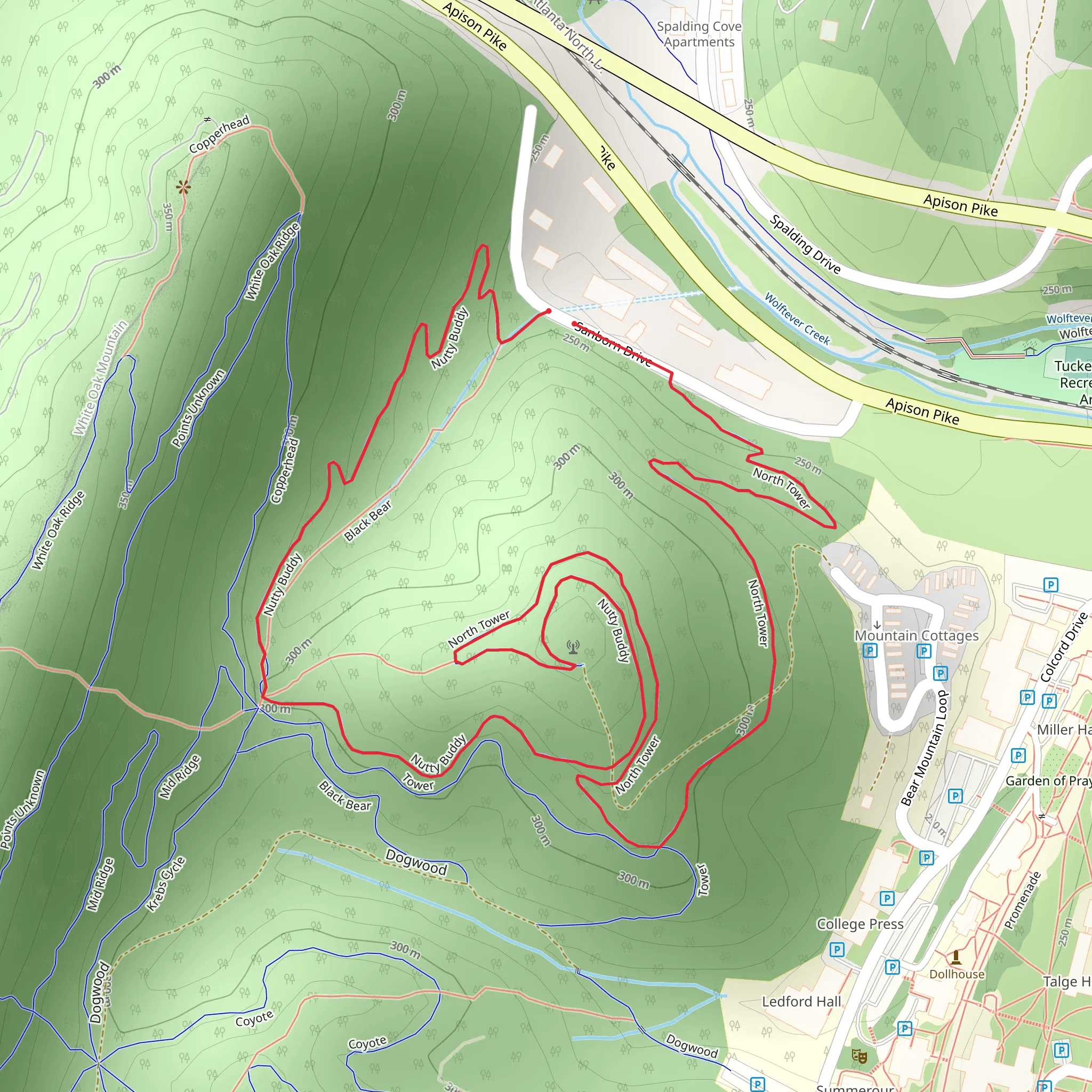 North Tower and Nutty Buddy Loop mobile static map