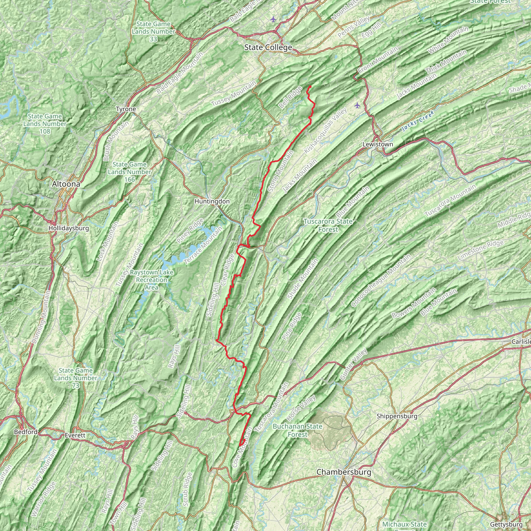 The Standing Stone Trail mobile static map