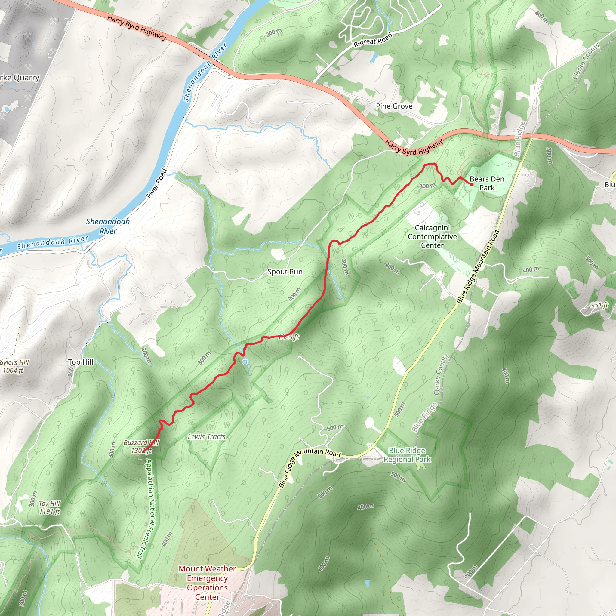 Buzzard Hill via Appalachian Trail - Bears Den Park mobile static map