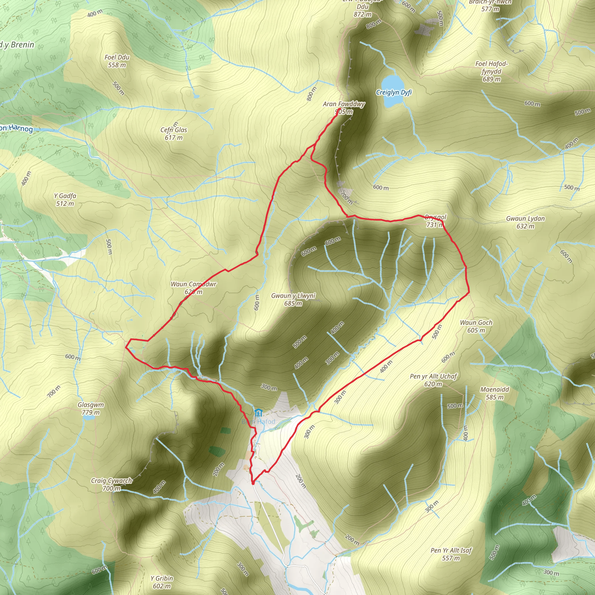 Aran Fawddwy from Cwm Cywarch mobile static map