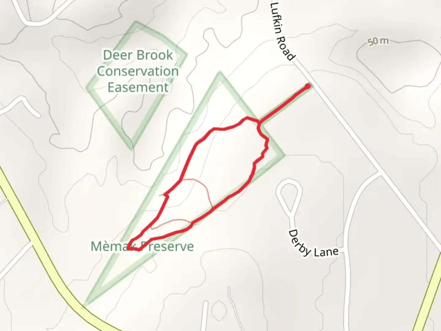 An image depicting the trail Lufkin Road Loop and its surrounding area.