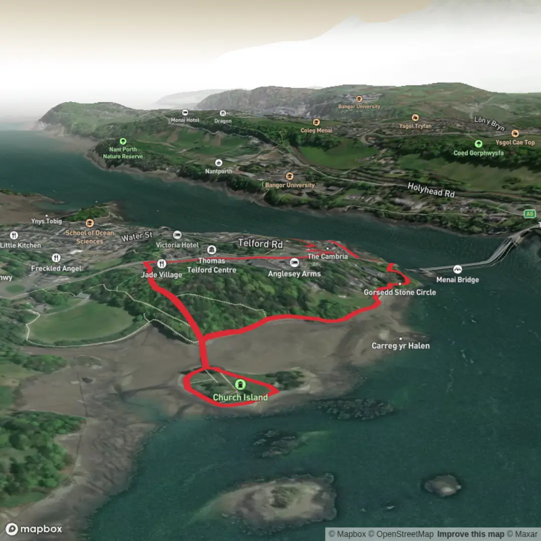 An image depicting the trail Coed Cyrnol circular and its surrounding area.