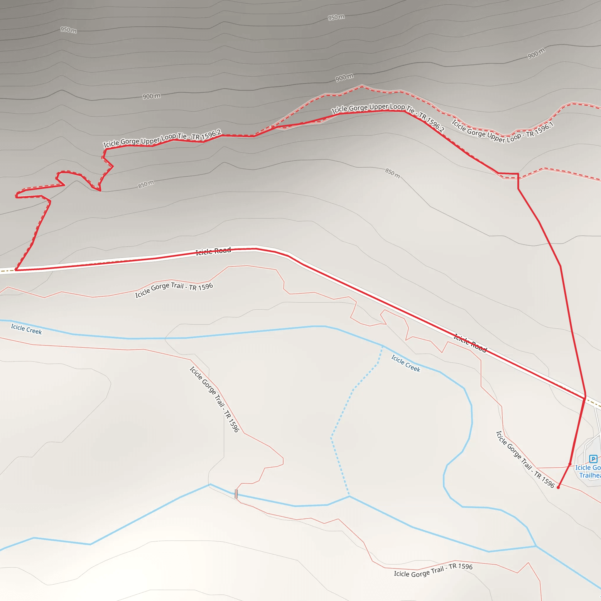 Icicle Gorge Upper Loop Tie Trail mobile static map