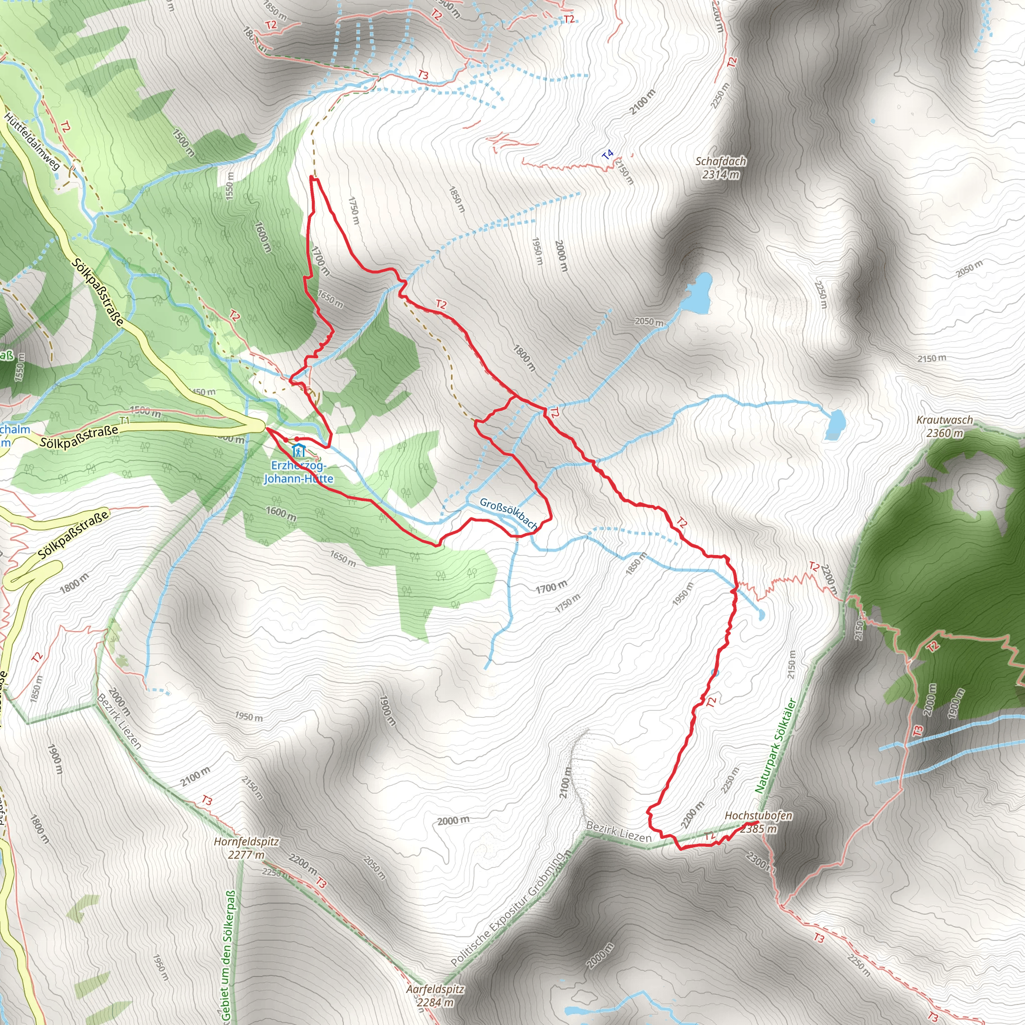 Hochstubofen Peak from Erzherzog Johann Hütte mobile static map