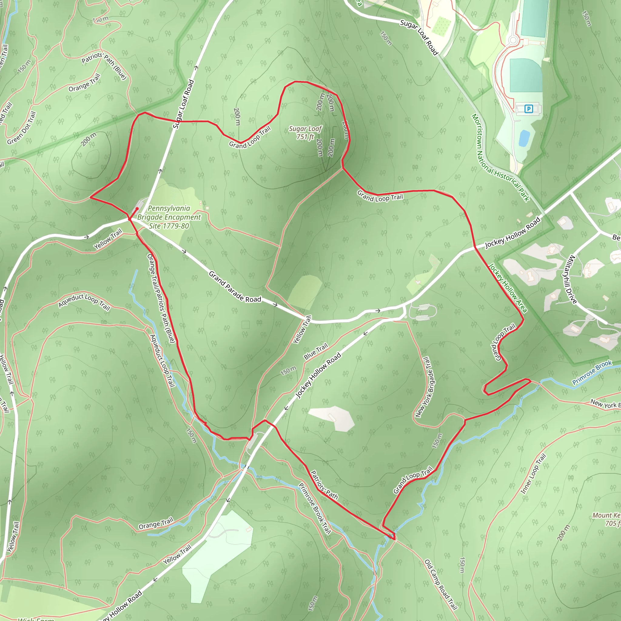 Orange Trail and Grand Loop Trail mobile static map