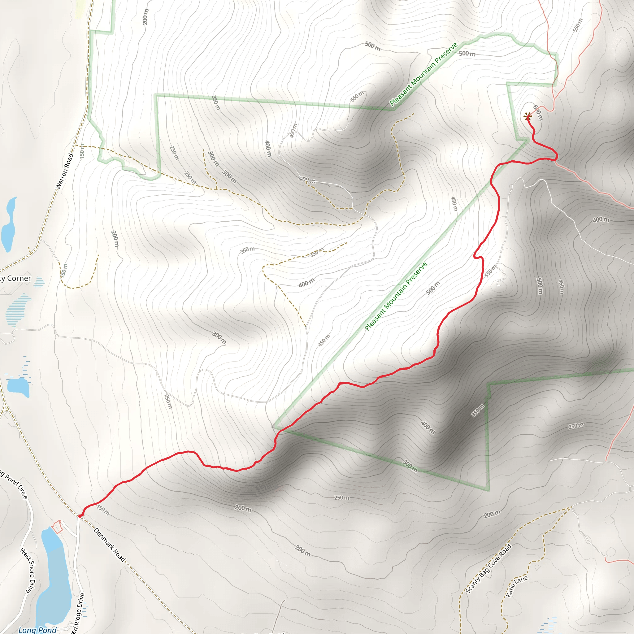 Pleasant Mountain via Southwest Ridge Trail mobile static map
