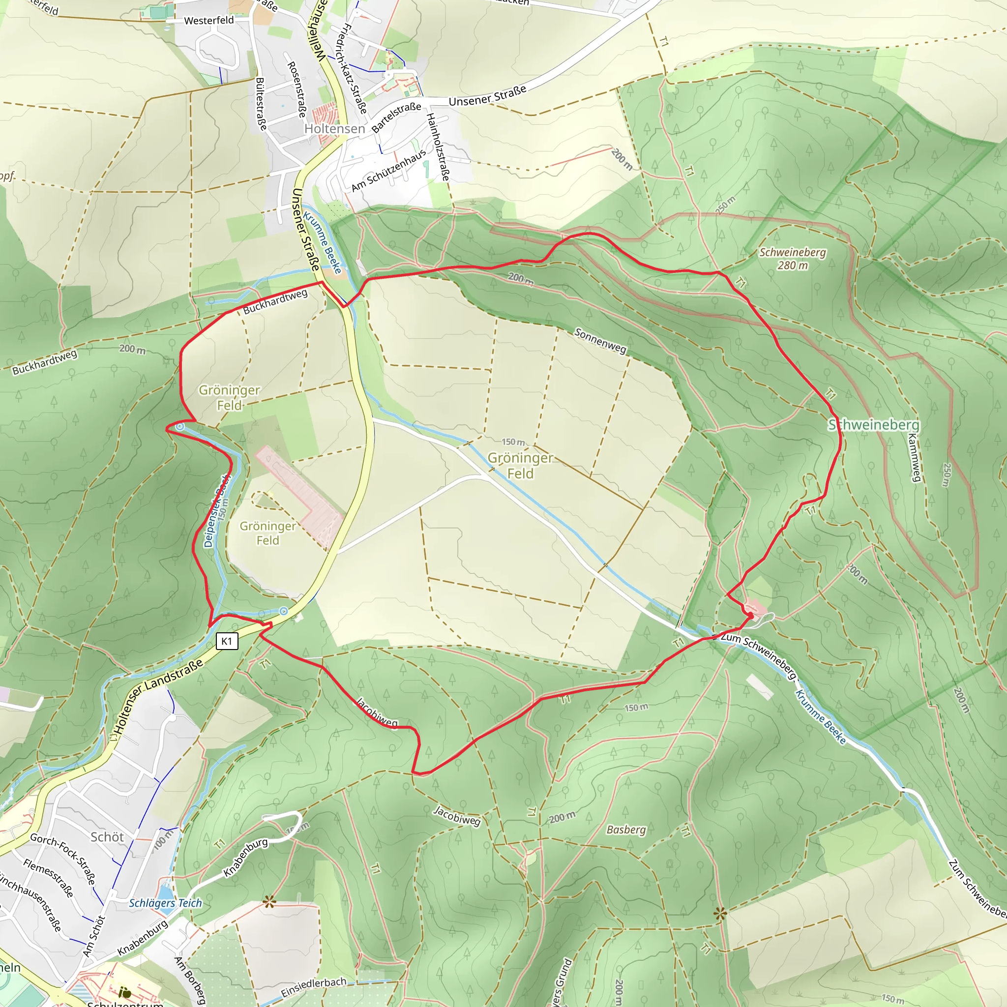Rundweg Groeninger Feld Loop mobile static map