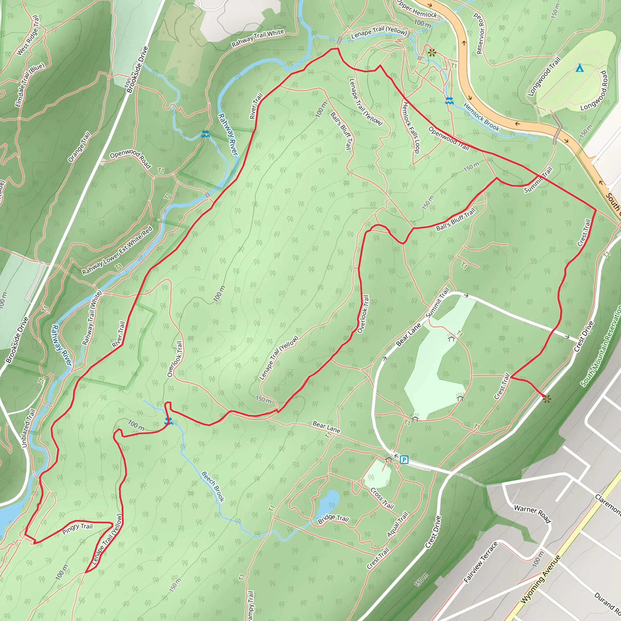 Crest, Ball's Bluff, River and Openwood Loop Trail mobile static map