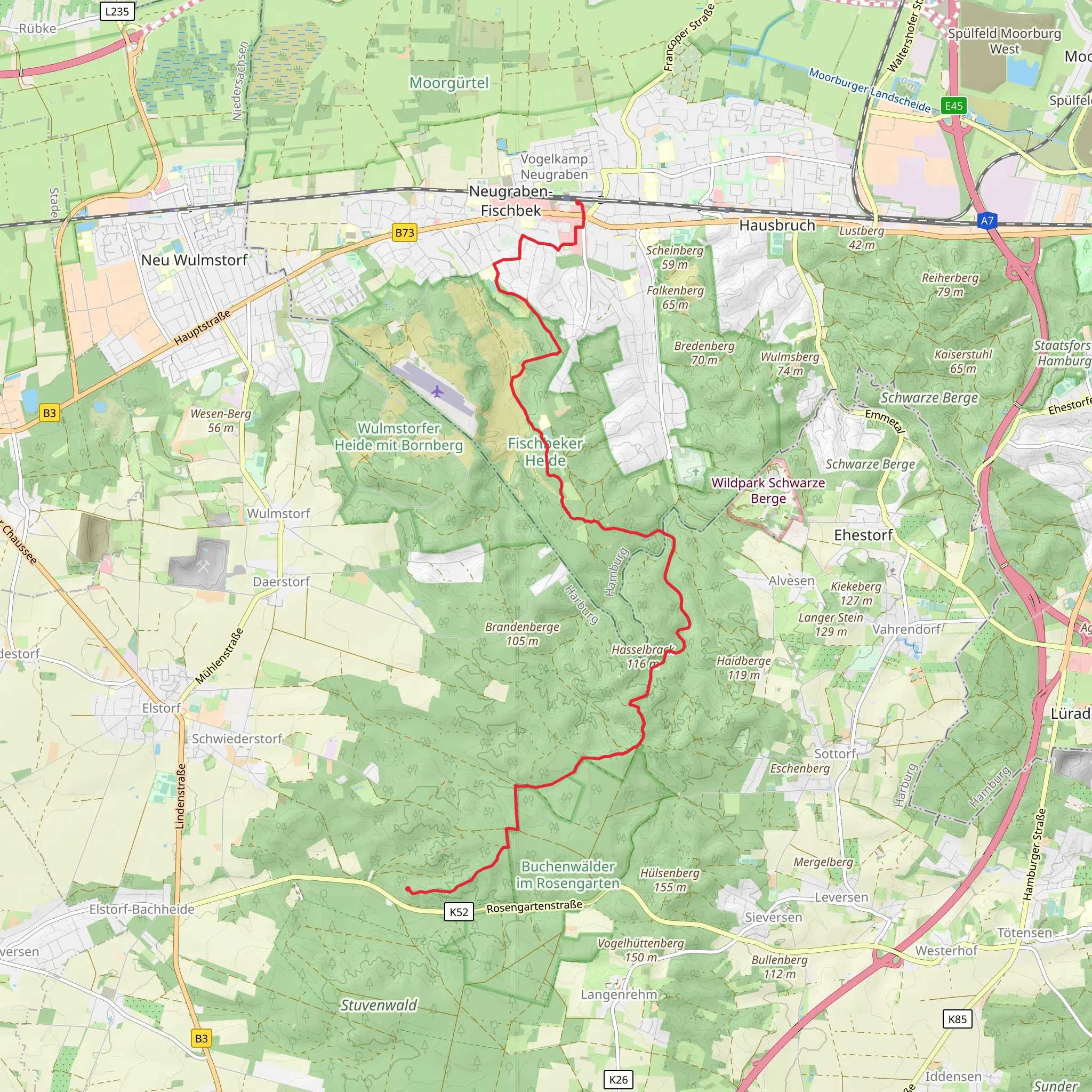 Neugraben to Karlstein via Schwarze Berge mobile static map