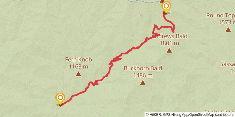 Appalachian Trail, Welch Ridge and Forney Creek Trail stage 2 Map