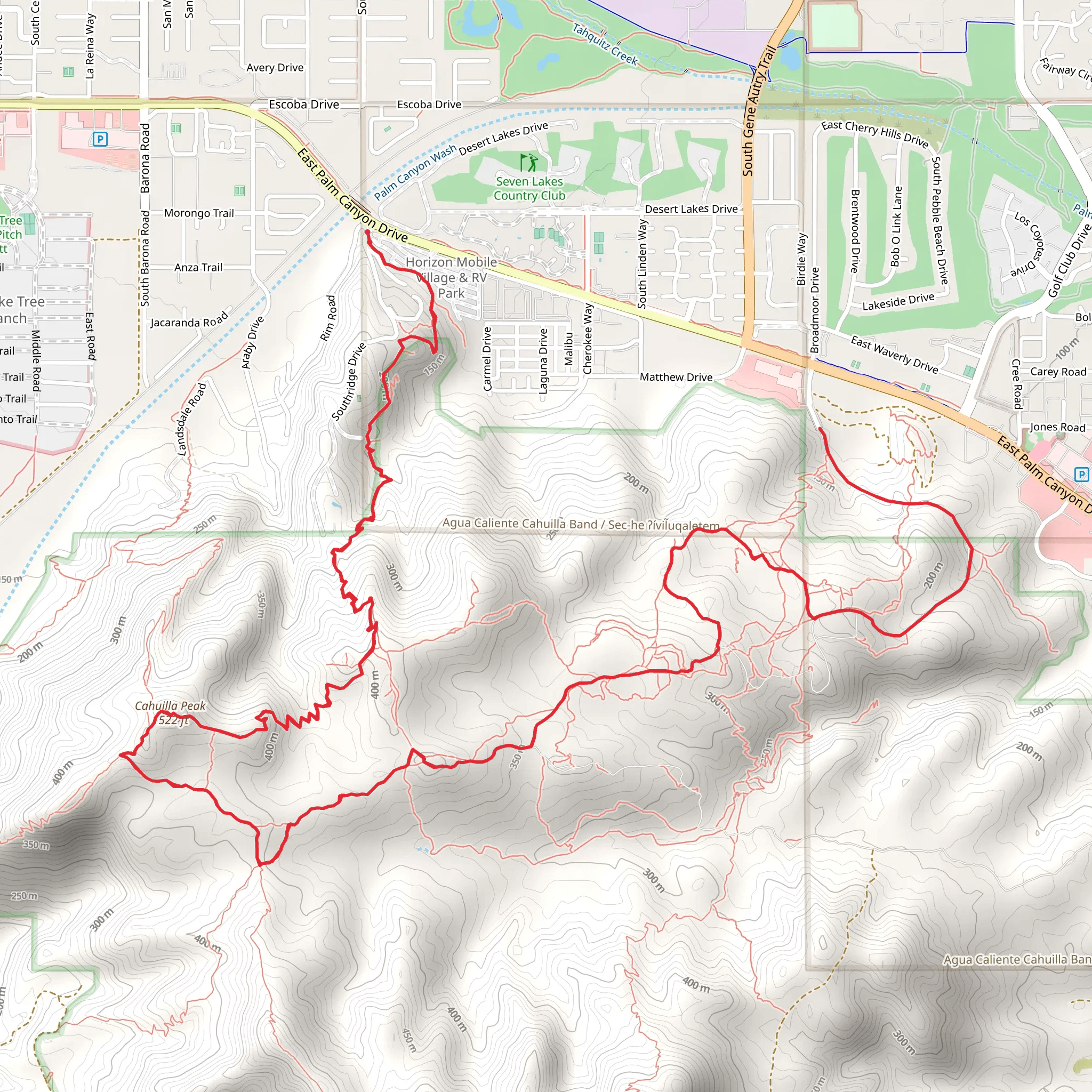 Cahuilla Peak - Araby - Berns and Wild Horse Trail mobile static map