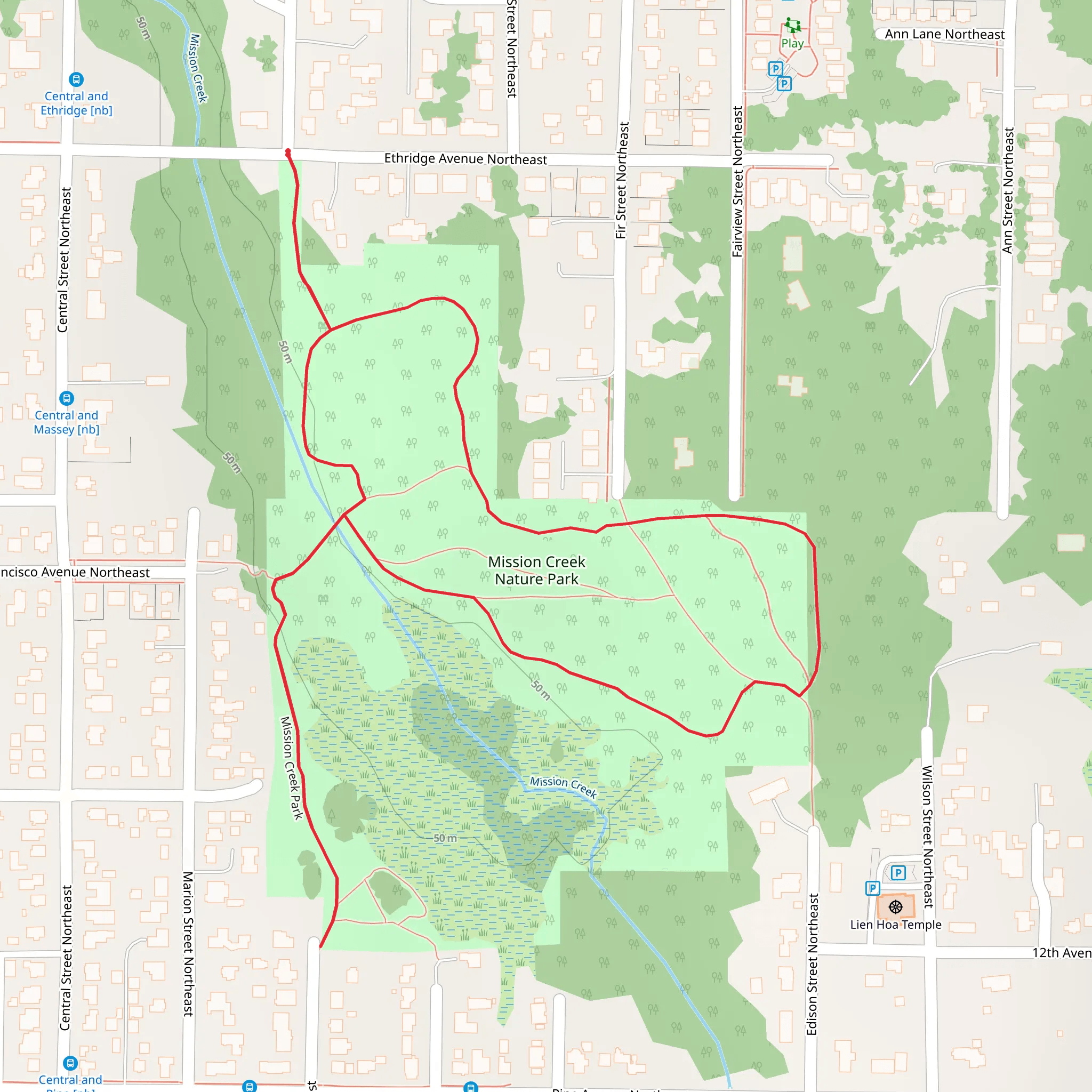 Mission creek Park and Nature Park mobile static map