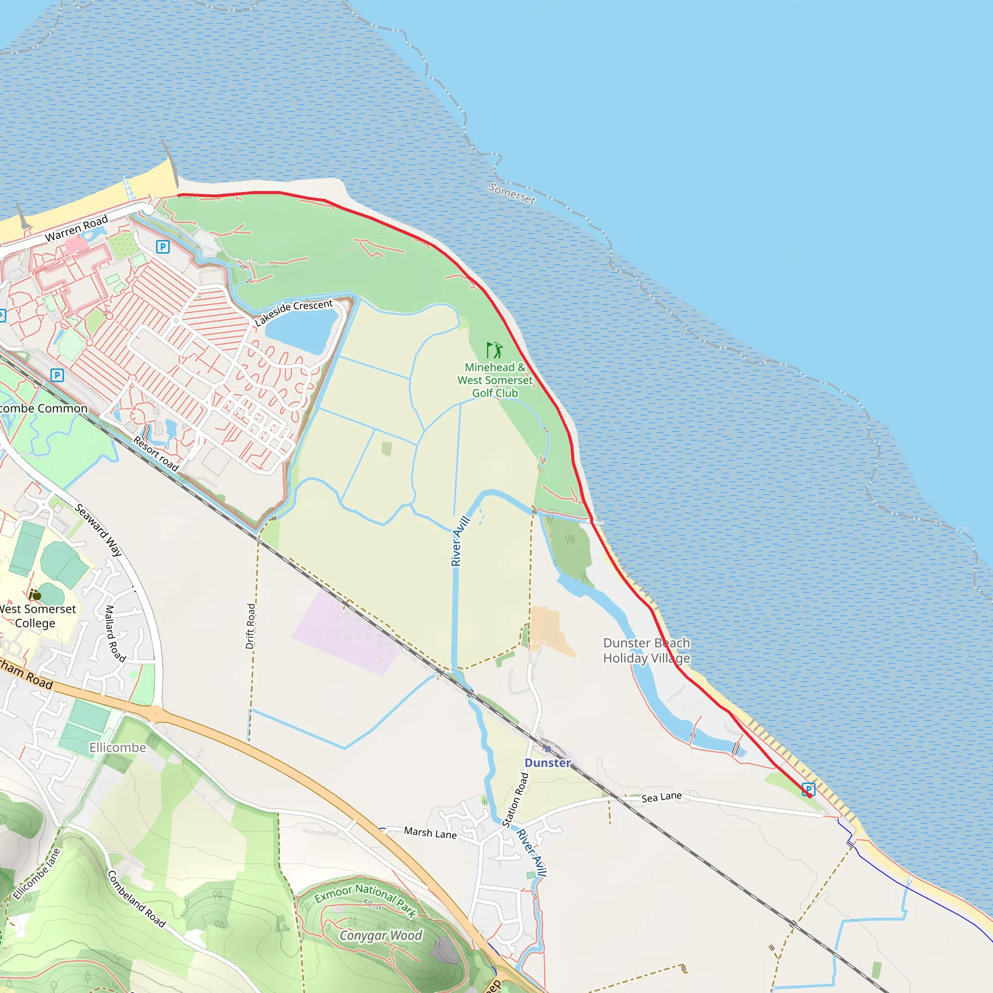 Dunster Beach and Warren Point mobile static map